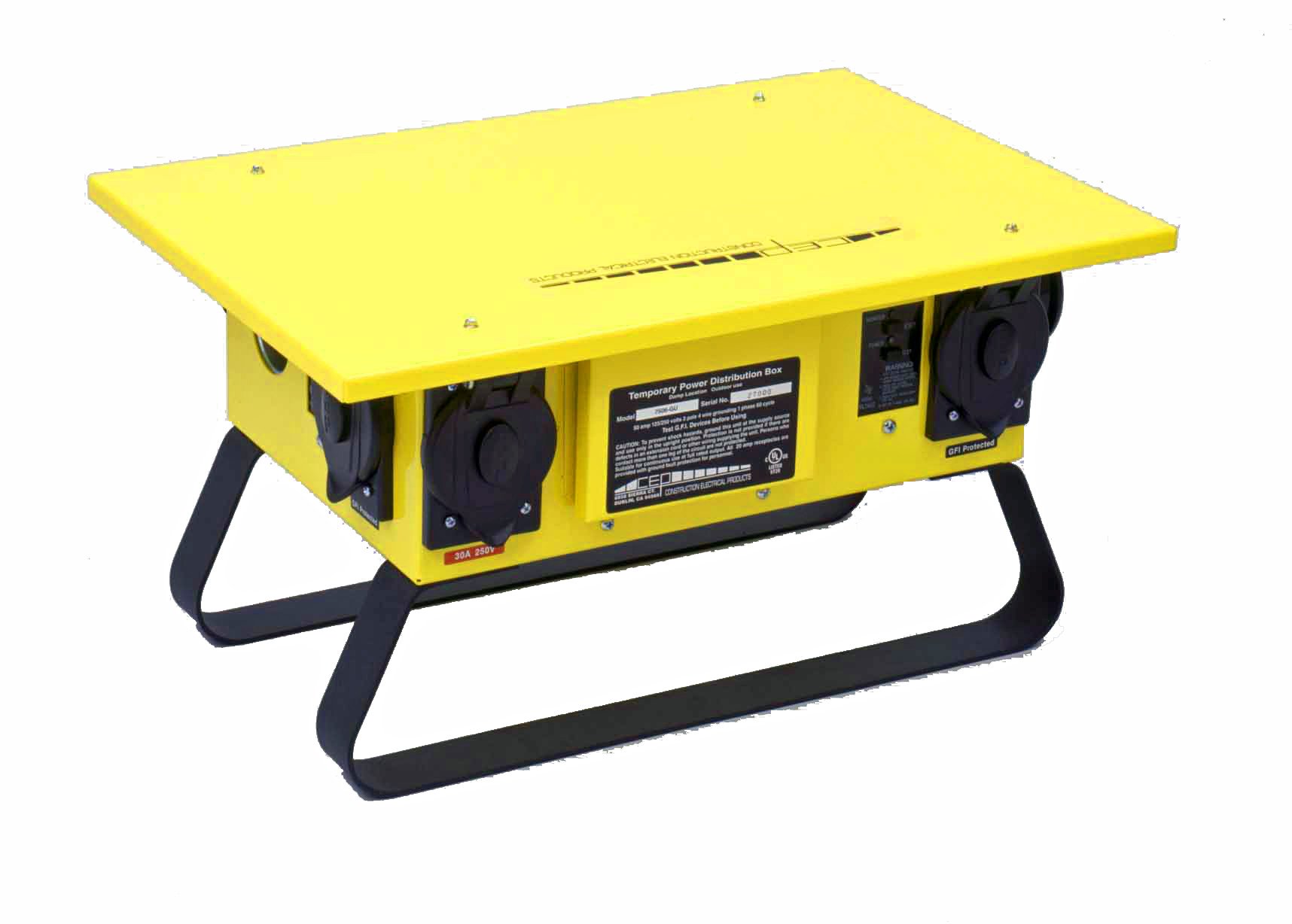 Southwire 6506GU 6-Outlet 50 Amp Temporary Power Distribution Box - Portable Twist Lock Generator Spider Box - Yellow - Ideal for Construction Sites, Outdoor Events & Emergency Power Backup