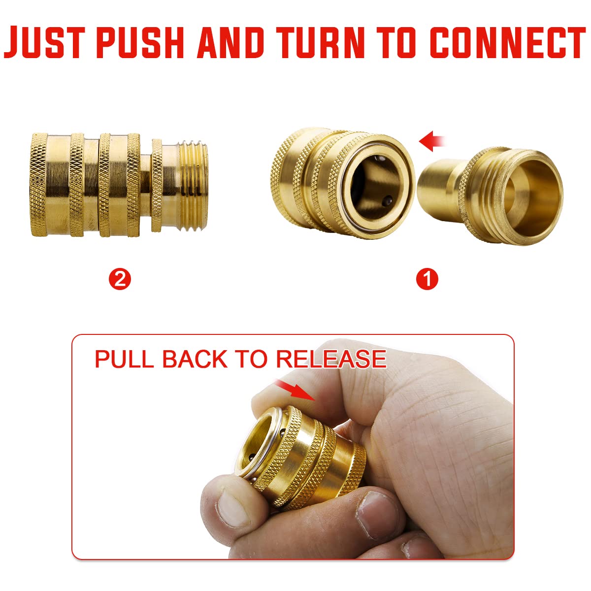 YAMATIC 5/8 Inch x 100 Feet Heavy Duty Garden Hose with Solid Brass Quick Connect Set - Perfect for Watering Lawns, Washing Cars, and Outdoor Cleaning