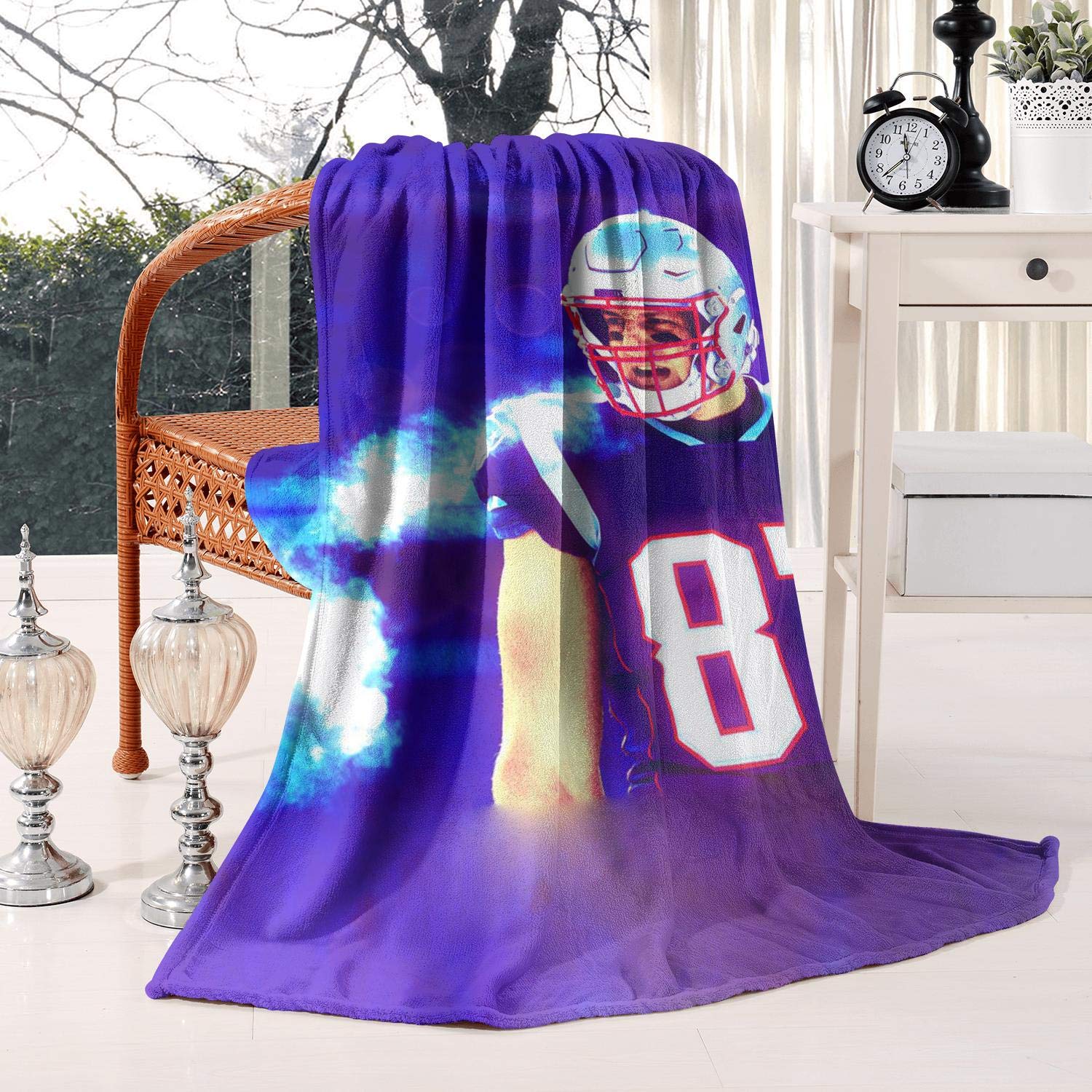Soft Fleece Blanket 60x50 Inches - All Season Cozy Throw Blanket for Couch, Bed, Chair - Rob Gronkowski 87 Blue Light - Perfect for Lounging, Netflix Nights & Home Decor