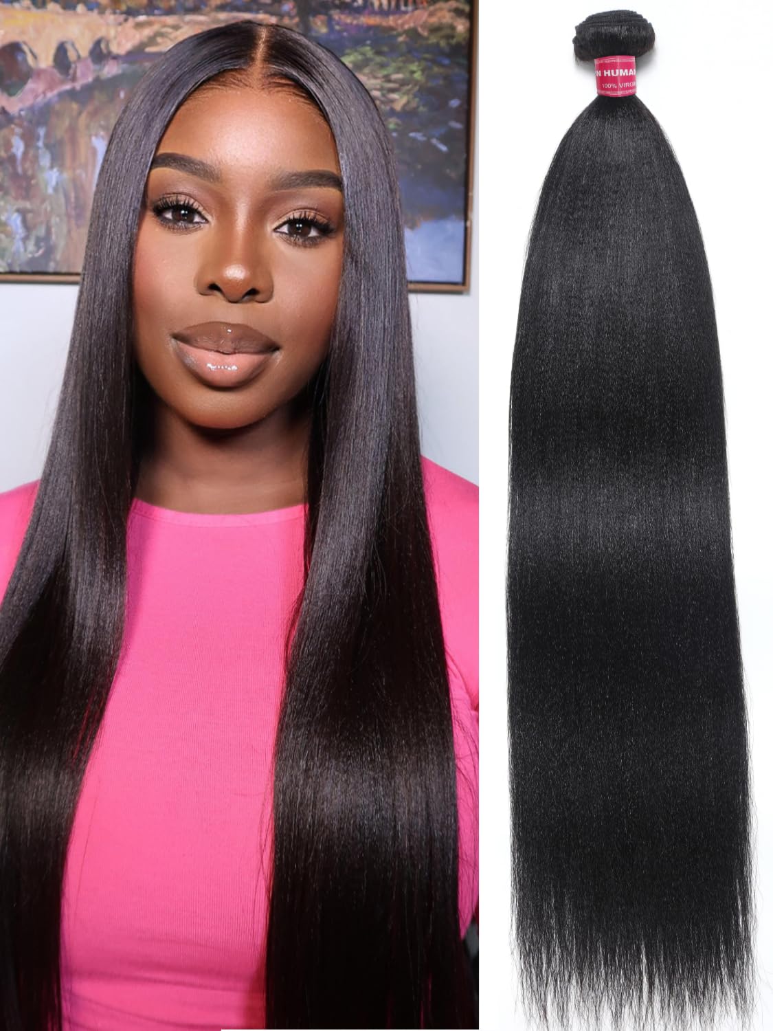 Nadula 12A Yaki Straight 100% Unprocessed Virgin Human Hair Weave - 1 Bundle 20 Inch Natural Color Hair Extensions for Women | Perfect for Daily Styling, Salon Looks & Special Occasions