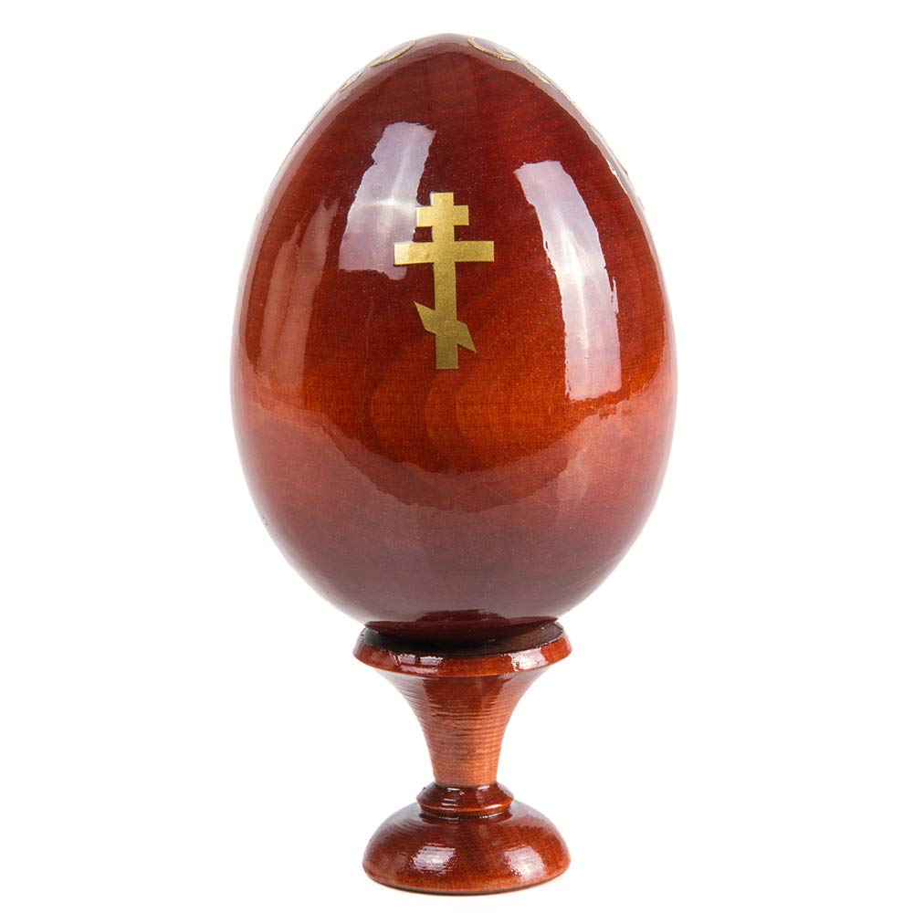 Our Lady of Kazan Medium Easter Icon - Handcrafted Wooden Russian Egg for Religious Decor, Gift & Orthodox Christian Devotion