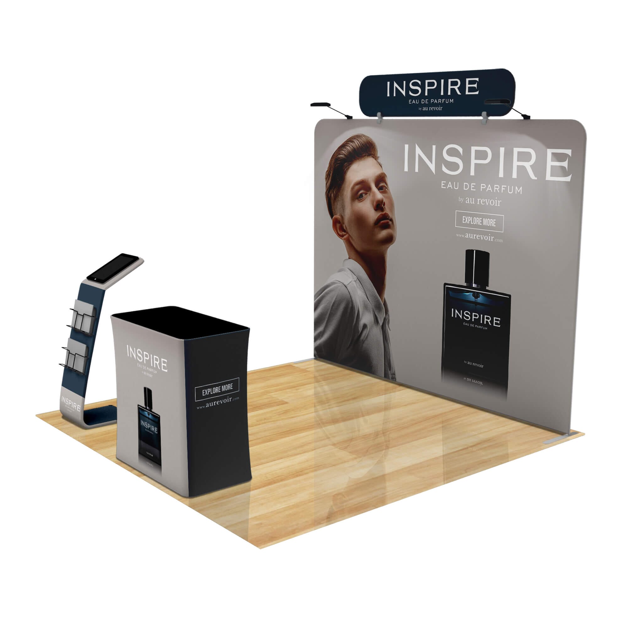 Professional Trade Show Booth with Media Stand - Portable Display for Exhibitions, Conferences & Events - Perfect for Branding, Marketing & Business Promotions