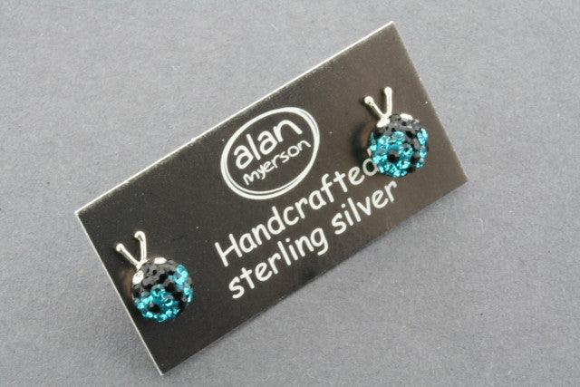 Turquoise Crystal Ladybug Stud Earrings - Elegant Bohemian Jewelry for Women, Perfect for Parties, Weddings & Everyday Wear