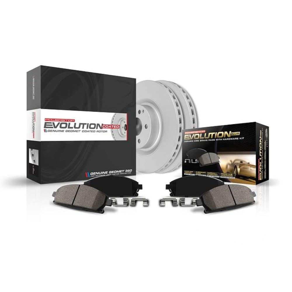 Power Stop CRK2152 Coated Brake Rotor & Ceramic Brake Pads Kit - Front Replacement for 1999-2001 Jeep Cherokee & 1999-2006 Jeep Wrangler | High-Performance Braking for Off-Road & Daily Driving