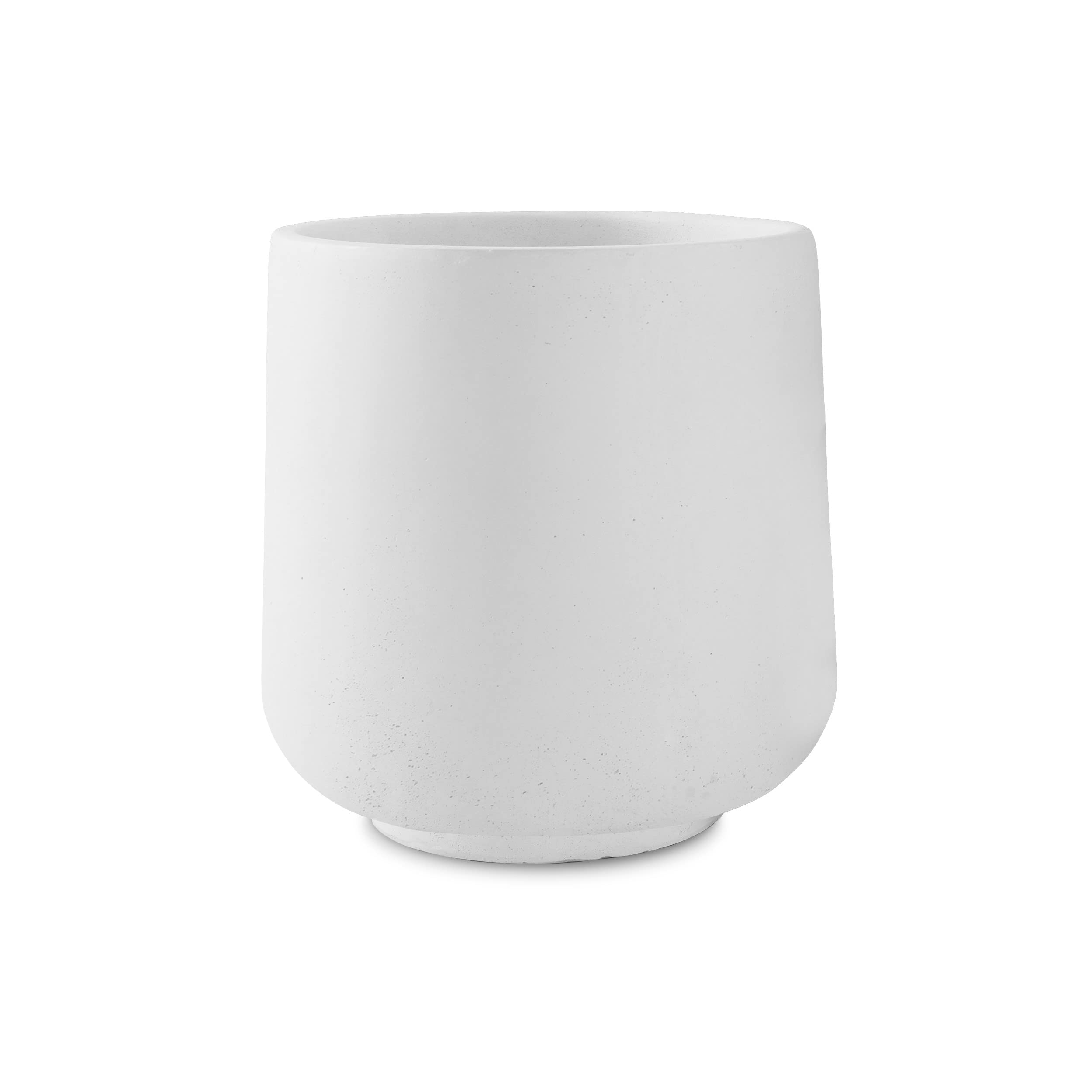 15.3 Inch Round White Concrete Planter - Large Indoor Outdoor Plant Pot with Drainage Holes for Succulents, Flowers & Plants | Perfect for Patio, Balcony, Backyard & Living Room Decor
