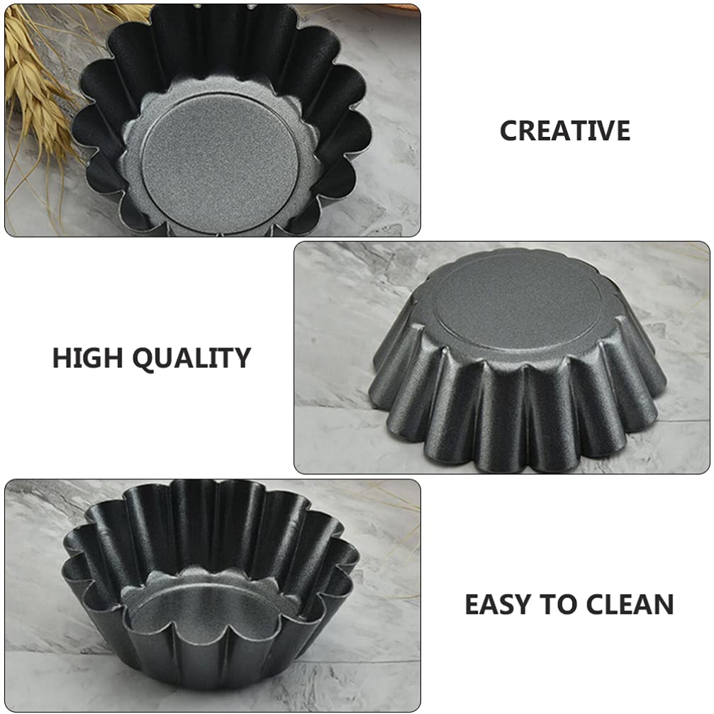Healifty 6-Piece Nonstick Egg Tart Molds - Reusable Mini Pie Tartlet Pans for Baking Cupcakes, Puto, Puddings & Cookies | Perfect for Home Bakers & Dessert Lovers