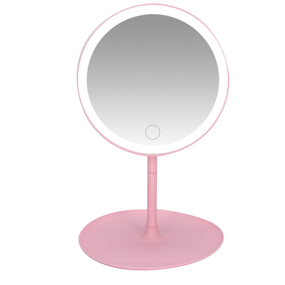 90° Rotational LED Makeup Mirror with Adjustable Angle - Round Vanity Mirror with Bright Lights for Precise Makeup Application - Perfect for Home, Bedroom, and Dressing Room Use