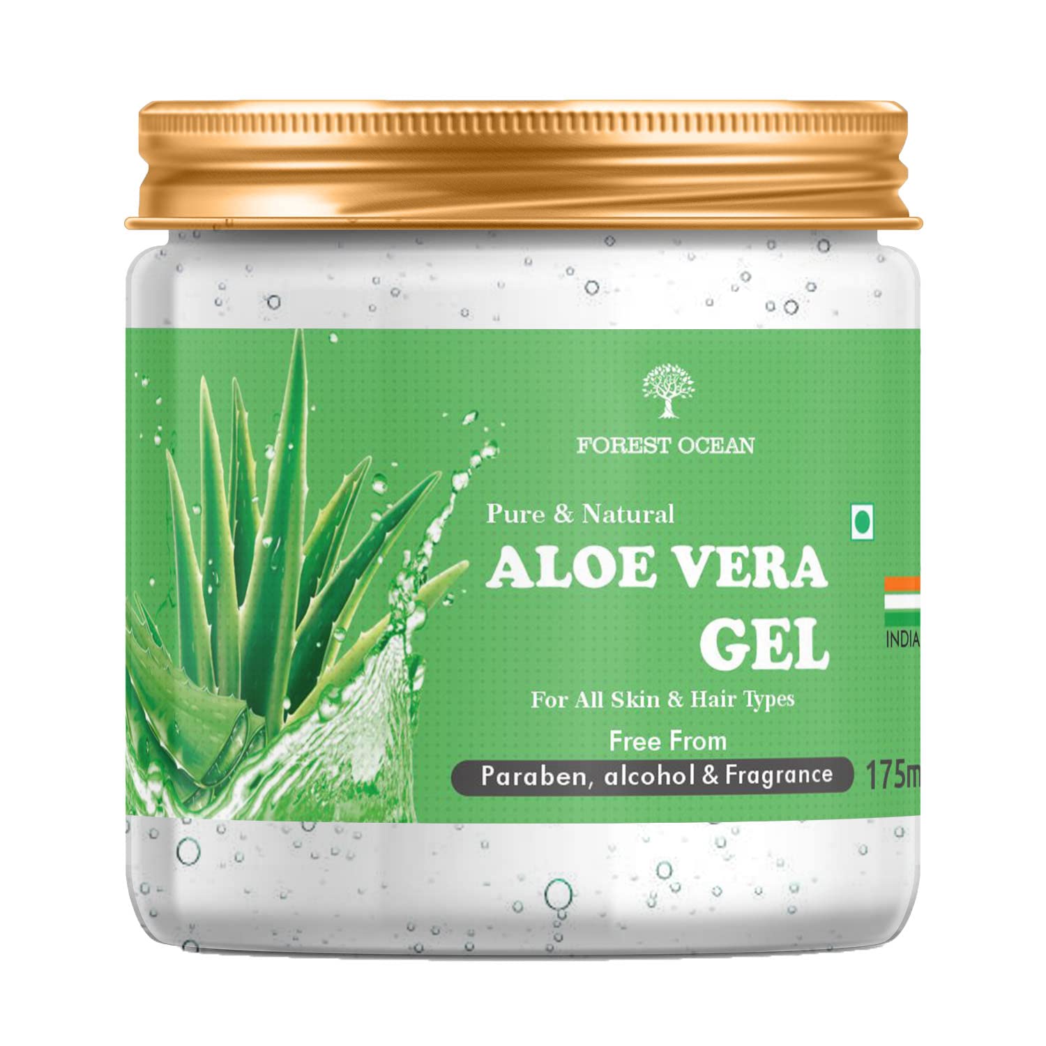 Forest Ocean Aloe Vera Gel - Multipurpose Beauty Gel for Skin & Hair Care with Vitamin E & Natural Emollients (175ml, Paraben Free) | Perfect for Sunburn Relief, Moisturizing Dry Skin & Hair Conditioning
