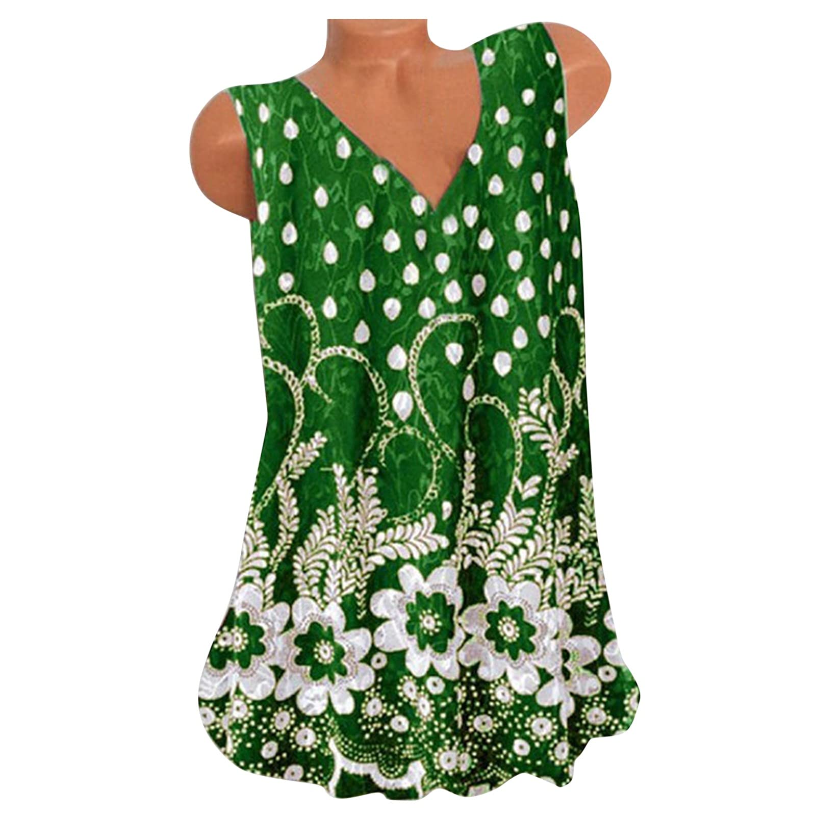 Women's Summer Sleeveless V-Neck Loose Vest Top - Printed & Plain Black Blouse for Casual Wear, Beach Outfits & Vacation Essentials