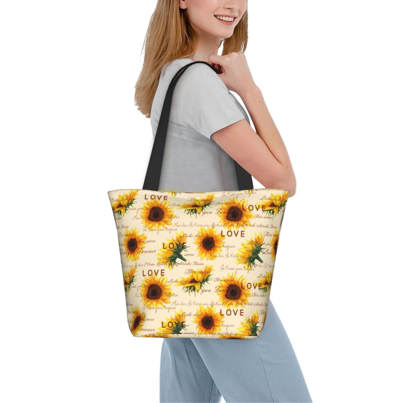 Eco-Friendly Large Canvas Tote Bag for Women - Reusable Grocery Shopping Bags with Sturdy Handles | Perfect for Grocery Shopping, Beach Trips, Work & Daily Errands