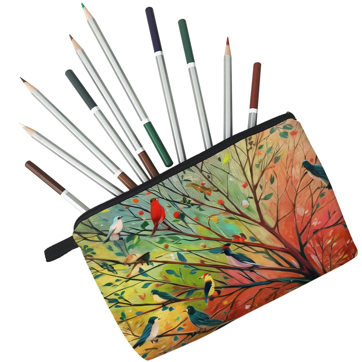 Cute Colorful Bird Makeup Bag - Small Travel Toiletry Organizer with Zipper Pouch - Perfect Cosmetic Bag Gift for Women & Bird Lovers - Ideal for Travel, Daily Use, and Birthday Presents