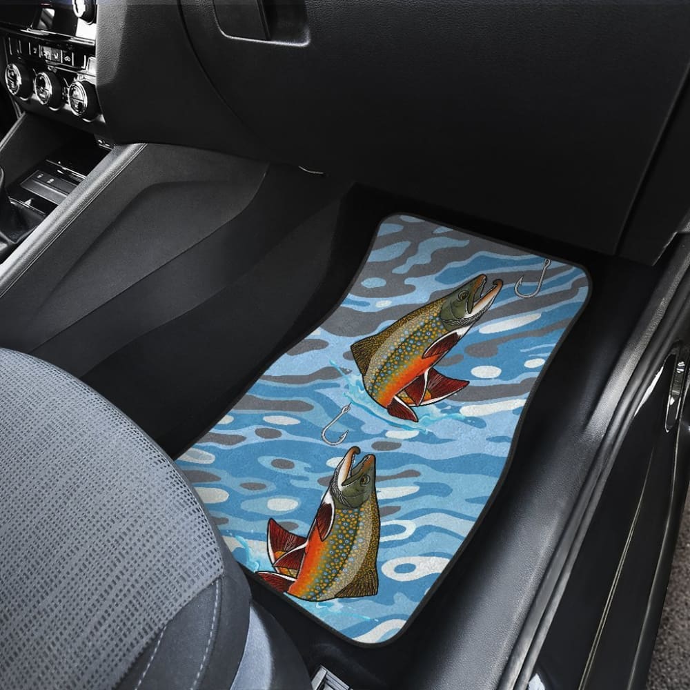 Premium Brook Trout Fishing Car Floor Mats - Non-Slip, Waterproof & Durable - Perfect for Outdoor Enthusiasts & Anglers
