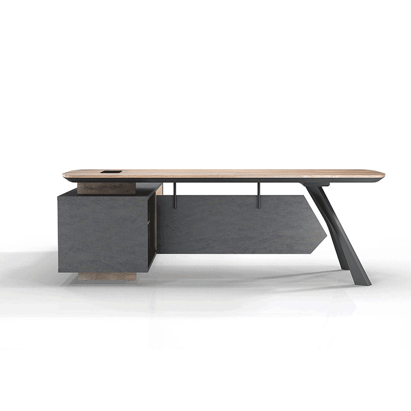EASTON Executive Desk with Right Return 2.2m to 2.4m Warm Oak & Black - Modern Office Desk for Home & Business Workspace