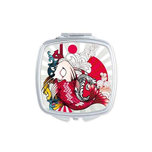 DIYthinker Japanese Koi Fish Art Design Portable Compact Double-Sided Pocket Mirror for Makeup, Travel, and Home Decor