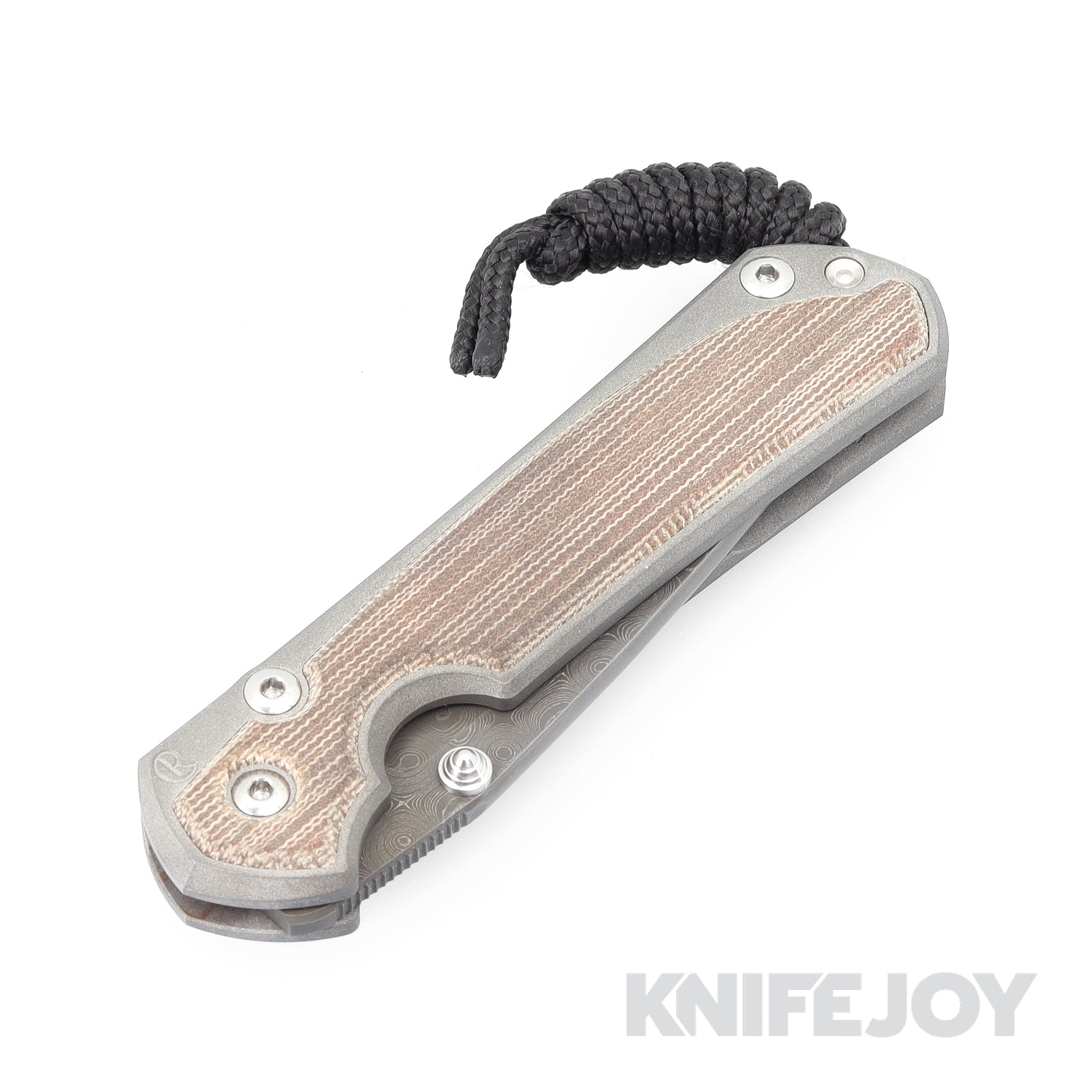 Chris Reeve Small Sebenza 31 Folding Knife - Natural Canvas Micarta Inlay, Raindrop Damascus Steel Blade, Drop Point Design | EDC, Outdoor Survival, Camping & Collectible Knife