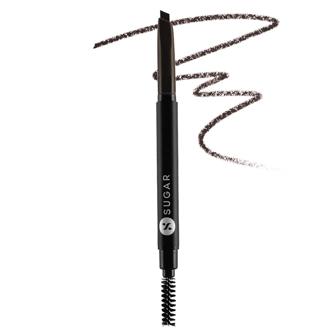 SUGAR Cosmetics Arch Arrival Brow Definer - Waterproof Eyebrow Pencil with Spoolie Brush, 12-Hour Long Lasting, Highly Pigmented for Natural Looking Brows, 3.5g (04 Felix Onyx) | Perfect for Daily Makeup, Salon Visits & Special Occasions