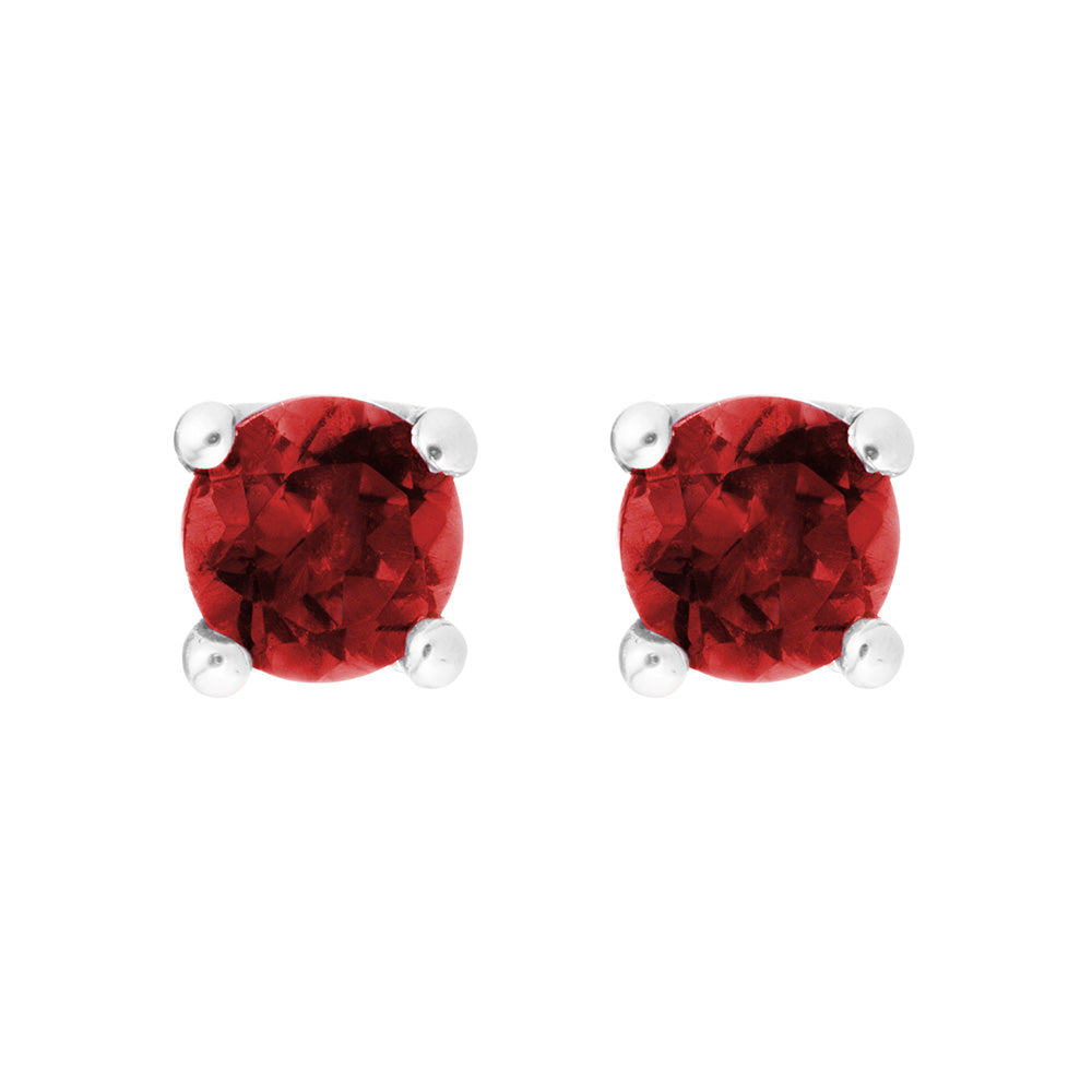 14K White Gold Ruby Stud Earrings 4mm - Elegant & Durable Jewelry for Women, Perfect for Everyday Wear, Parties & Special Occasions