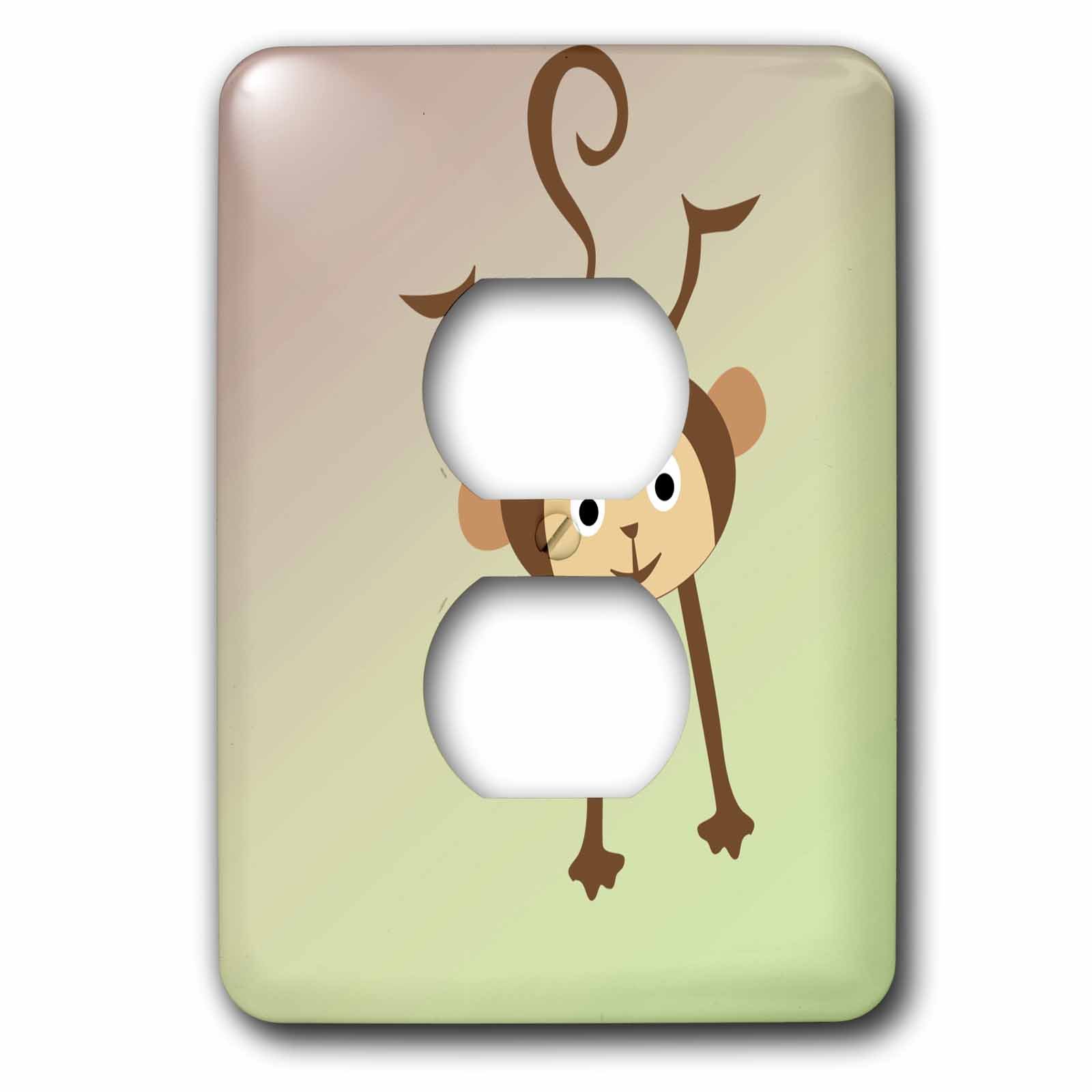 3D Rose Happy Playful Monkey Outlet Cover - Childproof Electrical Safety Plug - Perfect for Kids' Rooms, Nurseries & Play Areas