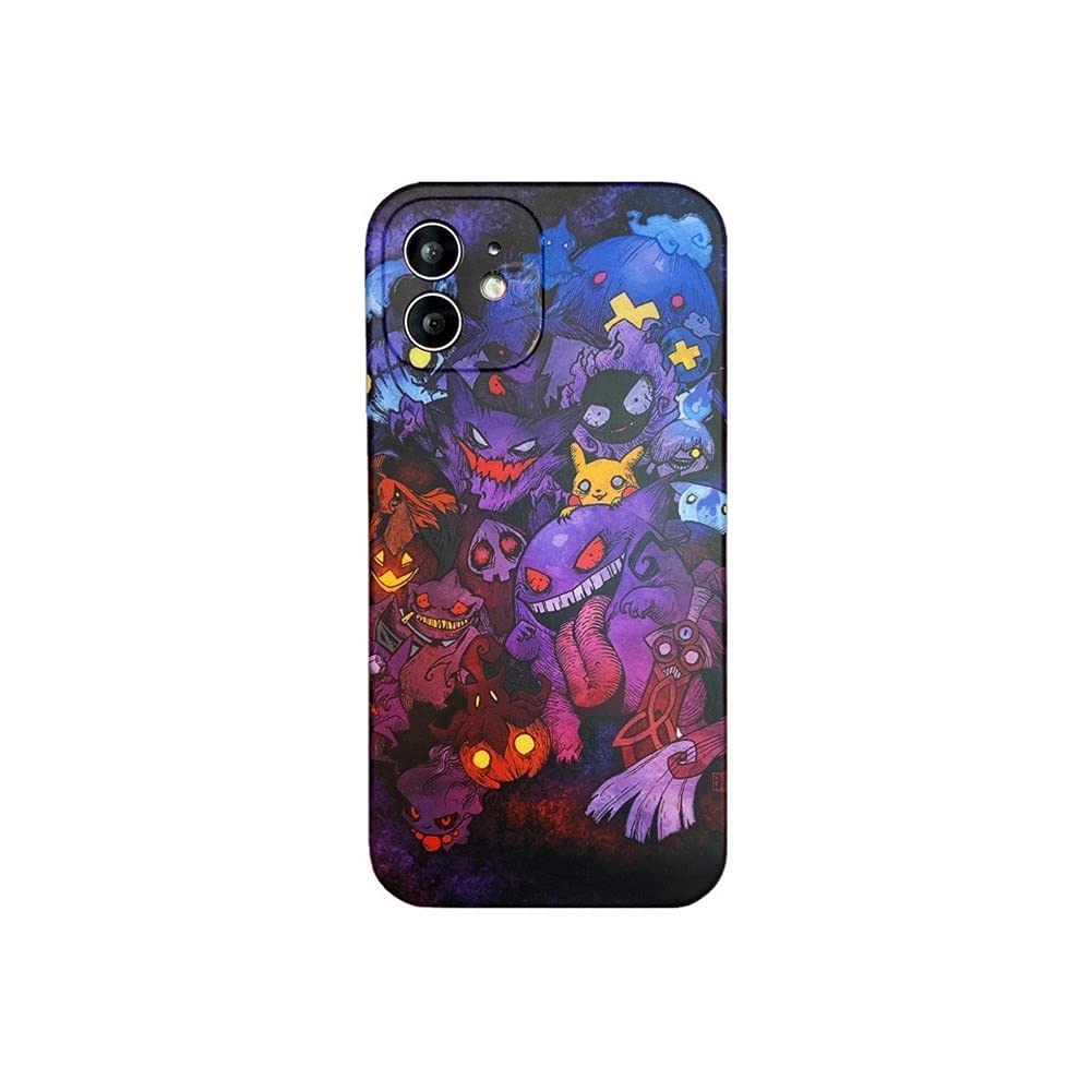 Gengar Halloween Anime Comic Silicone Protective Case for Apple iPhone 12 Pro Max - Durable Shockproof Cover with Gel Frame for Daily Use & Cosplay