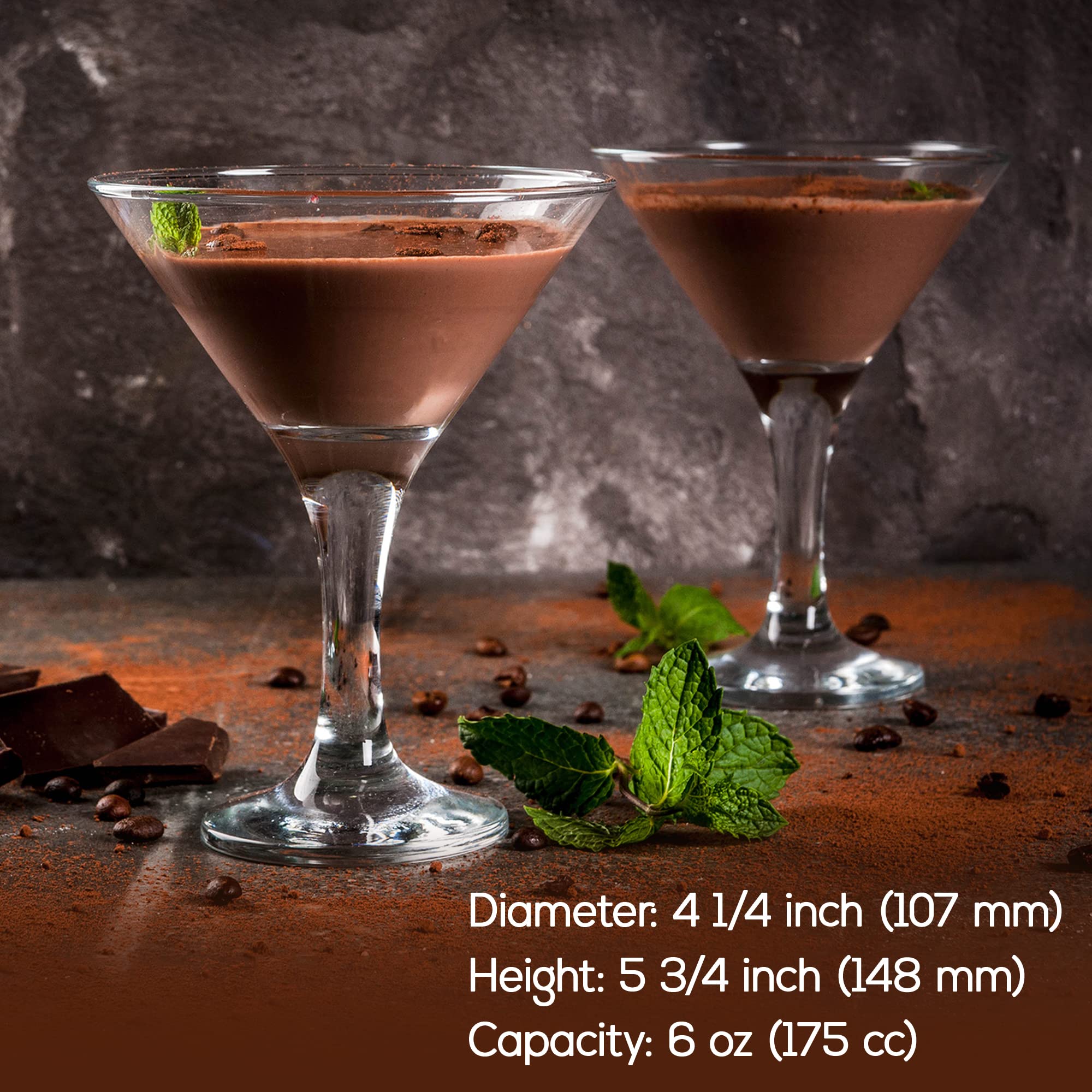 Premium 6-Piece Martini Glass Set - 6oz Classic Cocktail Glasses for Martinis, Cosmopolitans & Margaritas - Elegant Barware for Home Entertaining & Party Hosting
