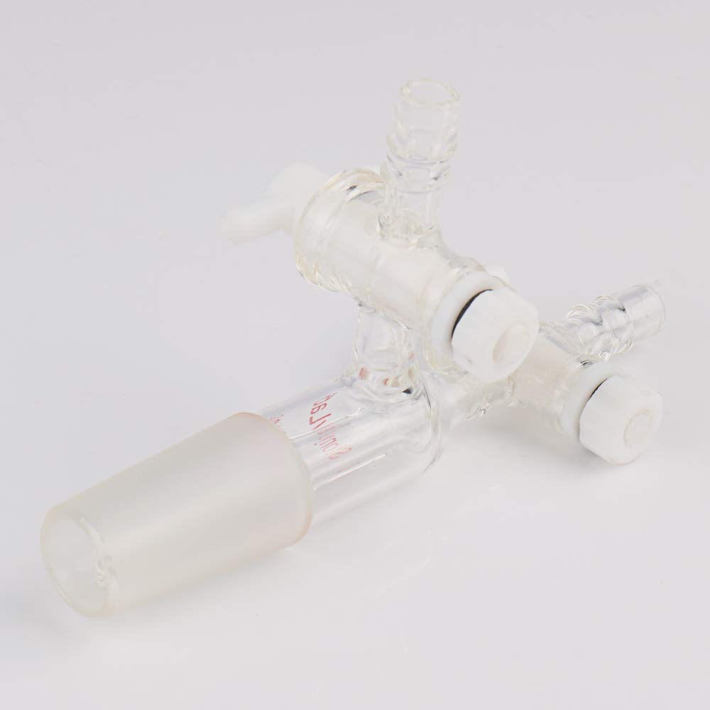 Stonylab Glass Vacuum Transfer Adapter - Borosilicate 3.3 Glass with PTFE Stopcocks & 24/40 Inner Joint for Chemistry Lab, Distillation, and Essential Oil Extraction