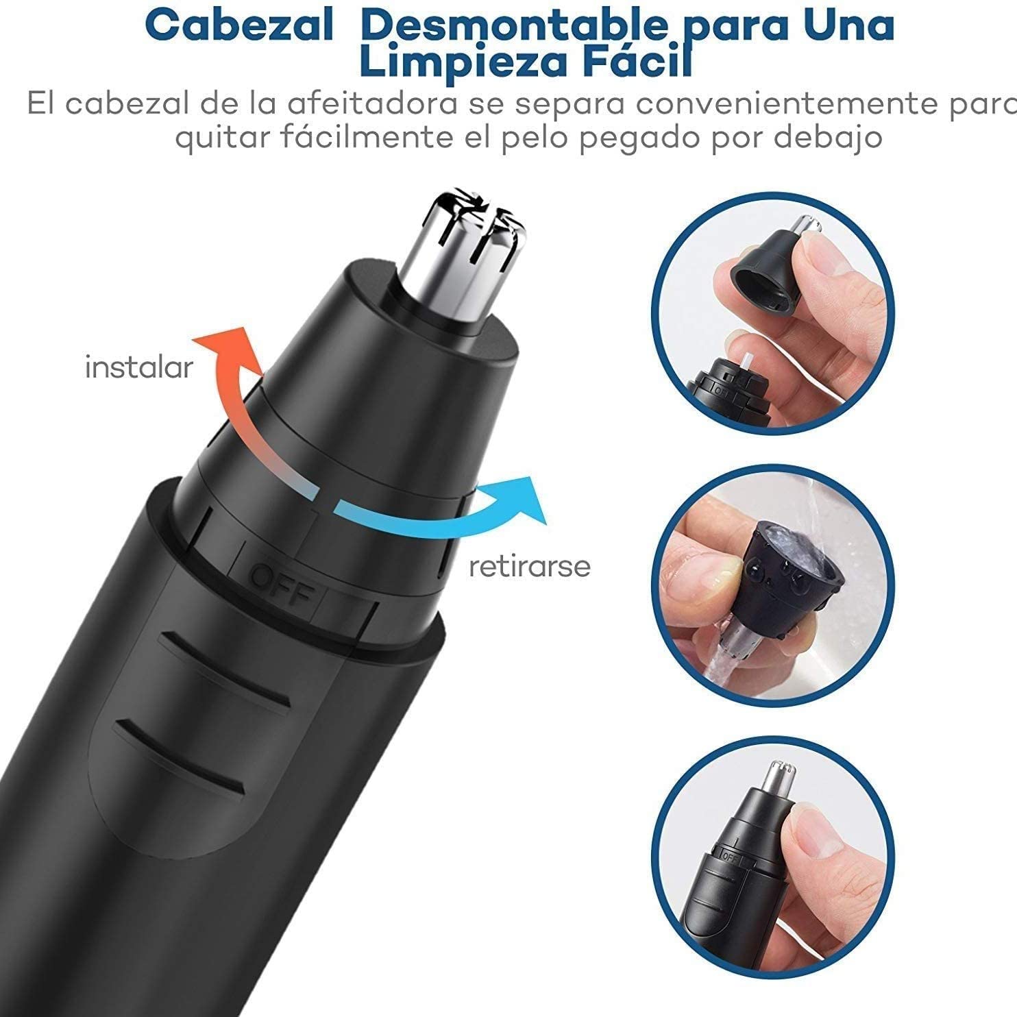 Professional USB Rechargeable 4-in-1 Men's Ear & Nose Hair Trimmer - Waterproof Vacuum Cleaning System for Beard, Nose & Facial Hair Grooming | Perfect Gift for Dad, Husband & Men's Personal Care | Home, Travel & Gym Use
