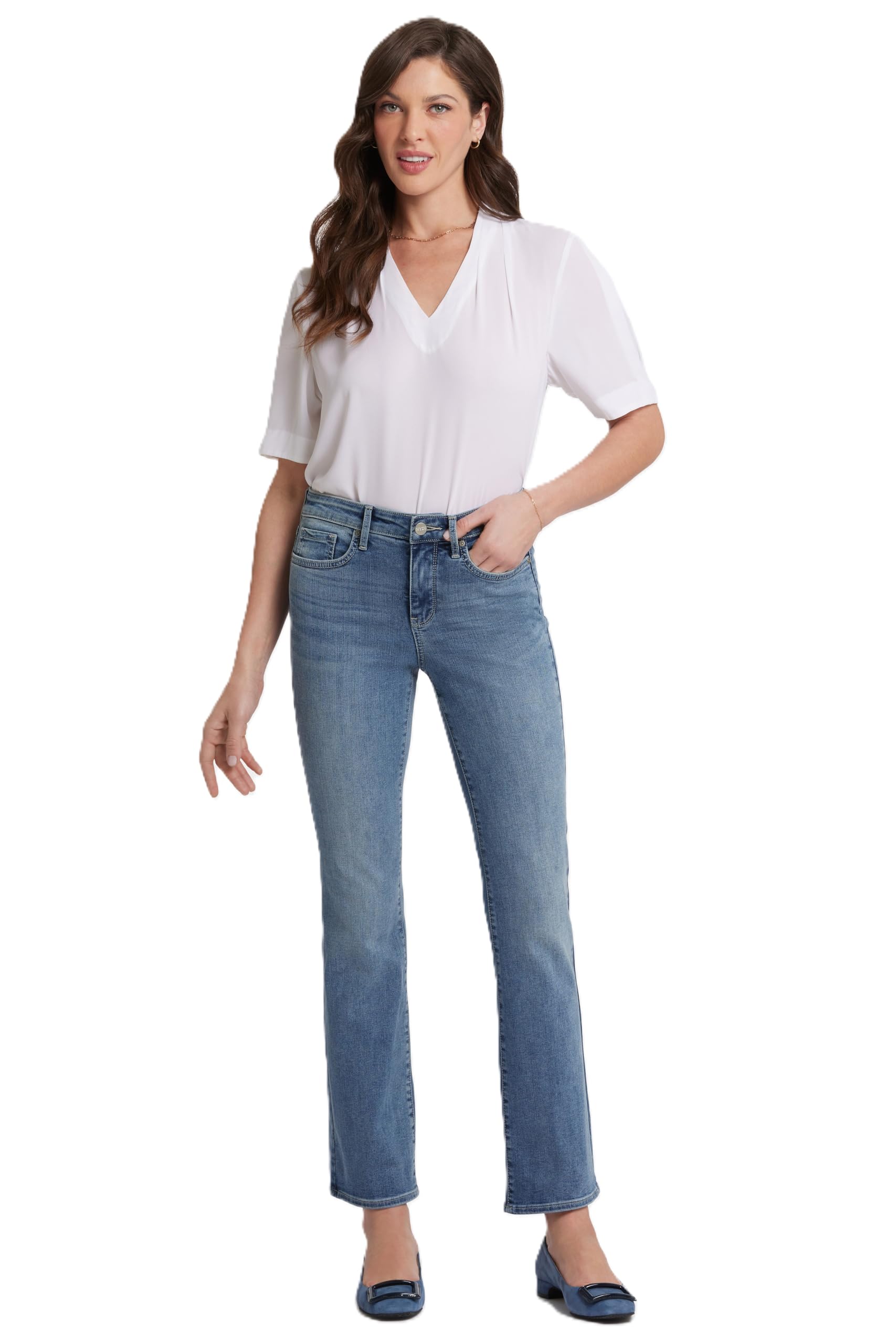 NYDJ Women's Petite Barbara Bootcut Jeans - Stretch Denim Pants for Work & Casual Wear | Comfortable Mid-Rise Jeans for Petite Women | Perfect for Office, Dating & Everyday Outfits