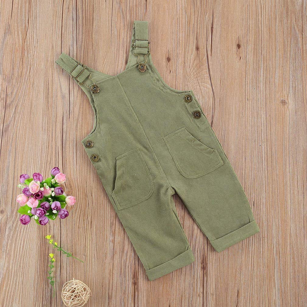Newborn Baby Corduroy Overall Suspender Dress Bib Pants with Pockets - Green (0-6 Months) | Cozy Fall & Winter Outfit for Baby Girls & Boys | Perfect for Family Photos, Playdates & Holiday Gatherings