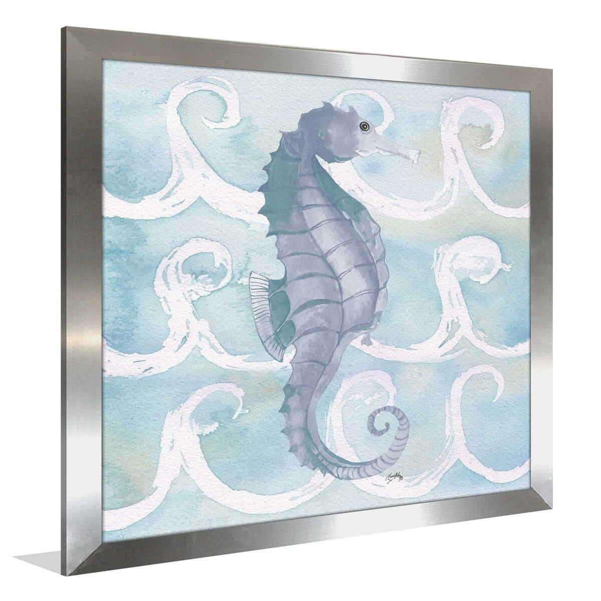 Azure Sea Creatures III Square Acrylic Wall Art - Ocean Themed Home Decor for Living Room, Bedroom & Office