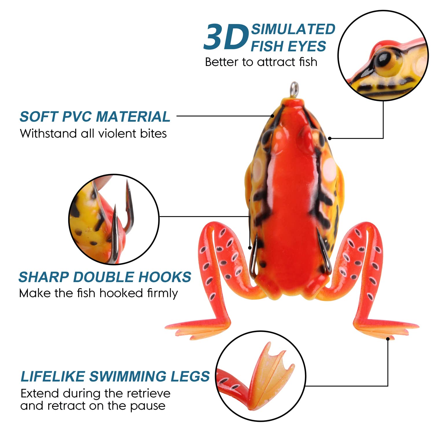 5PCS Topwater Frog Lures - Soft Weedless Bass Fishing Baits Kit for Trout, Floating Swimbait with Hooks - Perfect for Freshwater & Saltwater Fishing in Lakes, Ponds and Rivers