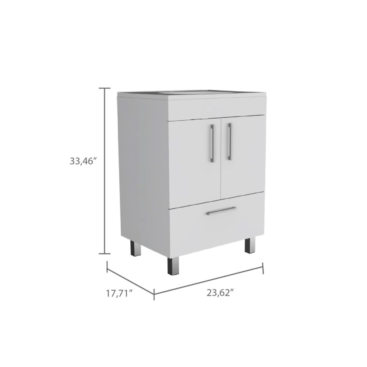 Modern White Single Bathroom Vanity with 1 Drawer & Double Door Cabinet - Perfect for Small Bathrooms, Powder Rooms & Apartment Remodels
