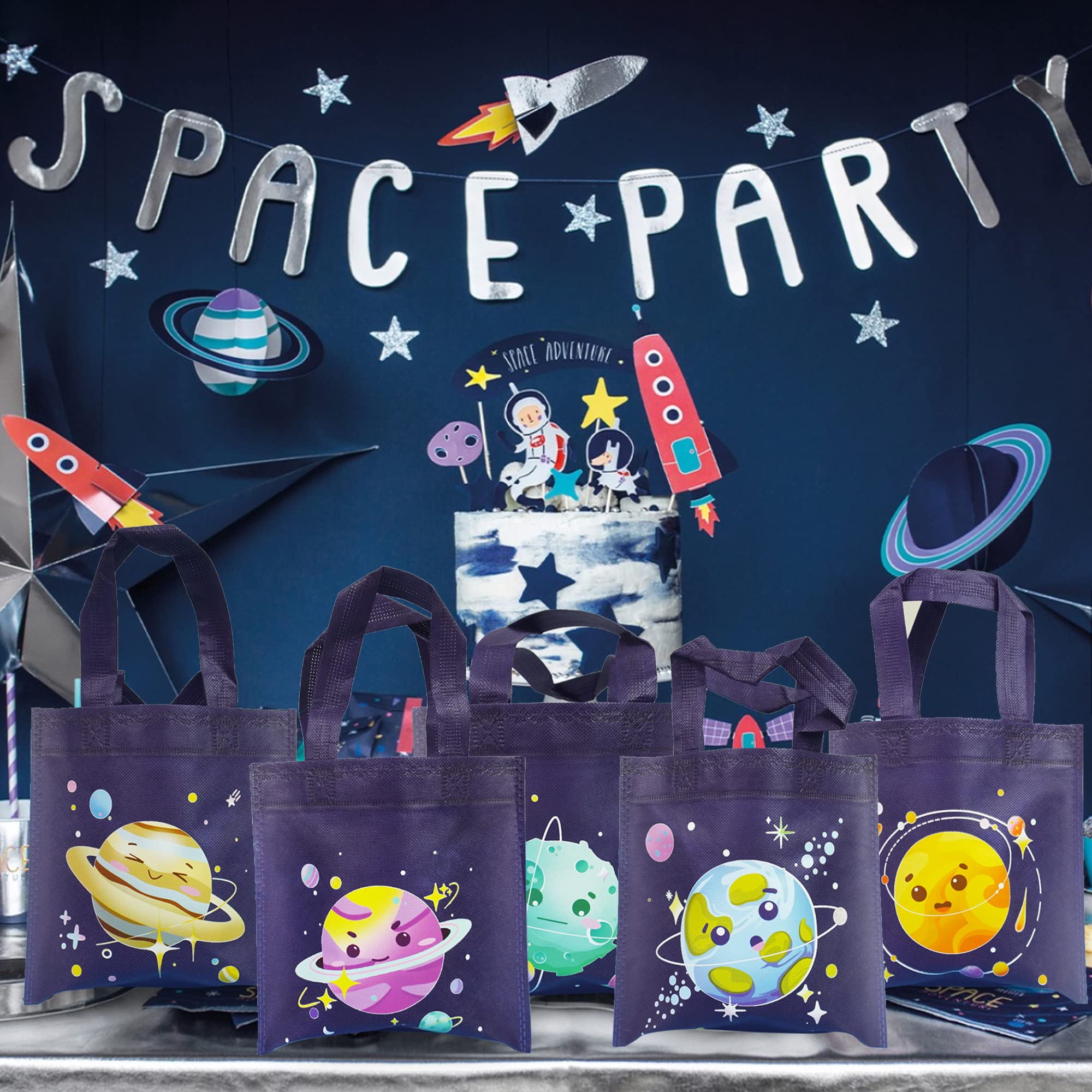 20 PCS Outer Space Party Favor Bags - Galactic Solar System Themed Gift Bags for Kids Birthday, Baby Shower & Space Theme Party Supplies | Perfect for Classroom Rewards, Goodie Bags & Celestial Decorations (Space 01)