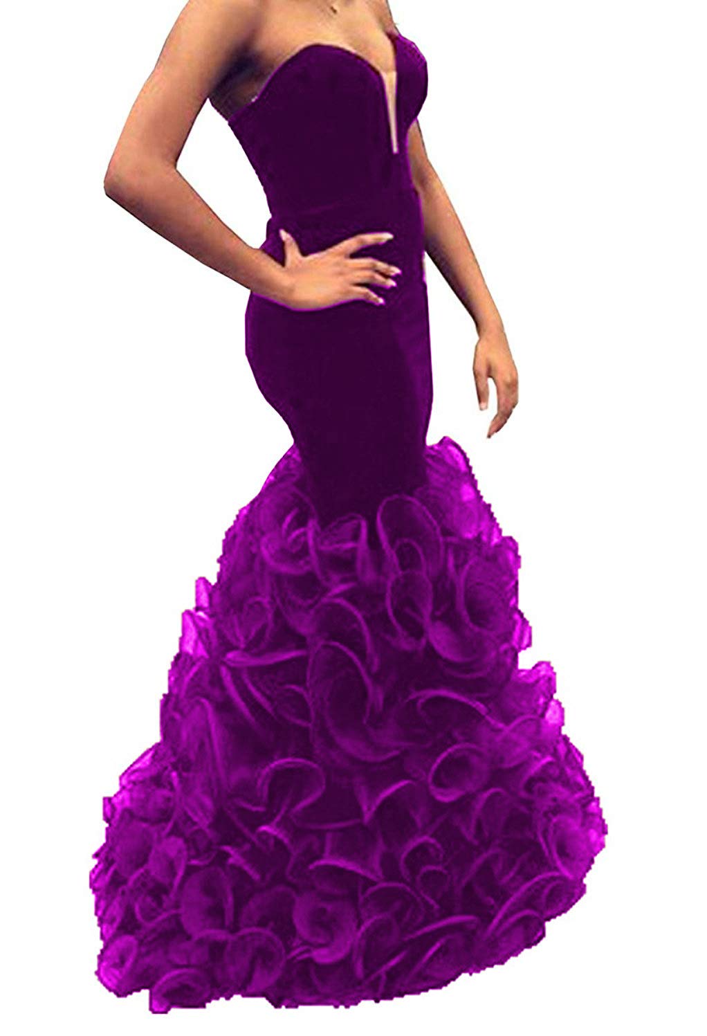 Elegant Purple Velvet Long Mermaid V-Neck Prom Dress for Women - Perfect for Evening Gowns, Formal Events, Homecoming & Special Occasions