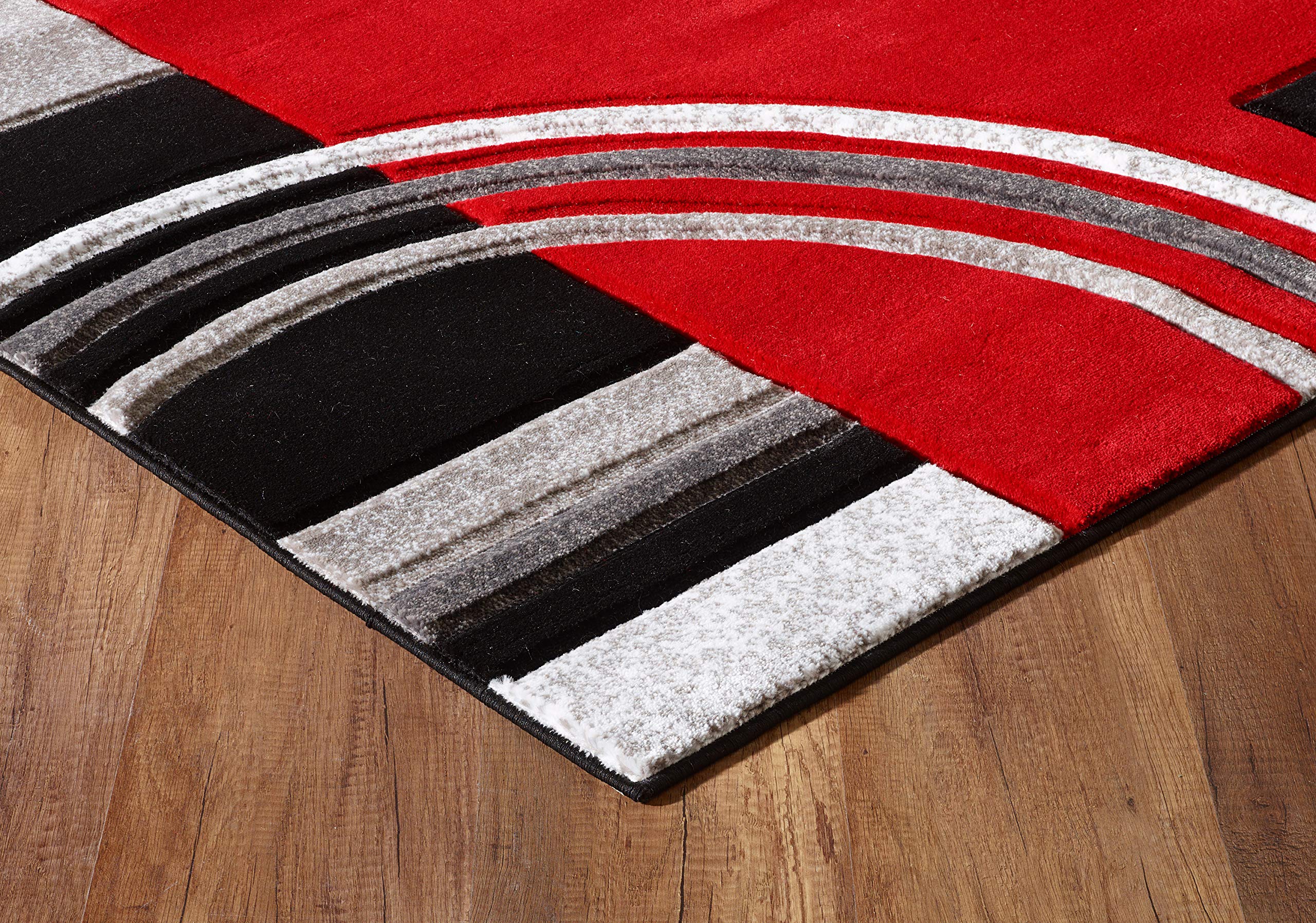 GLORY RUGS 5x7 Modern Red Area Rug - Hand Carved Contemporary Floor Carpet with Premium Soft Fluffy Texture for Living Room, Dining Room & Bedroom - Perfect for Home Decor, Cozy Spaces & Interior Design