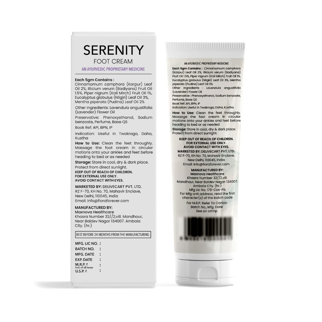 Fiora Serenity Cracked Heel Repair Cream - Intense Moisturizing & Healing Foot Balm for Dry, Rough Feet | Softens & Restores Comfort | Diabetic Safe Formula with Natural Ingredients | 50g | Perfect for Daily Foot Care, Post-Pedicure Treatment & Overnight Healing