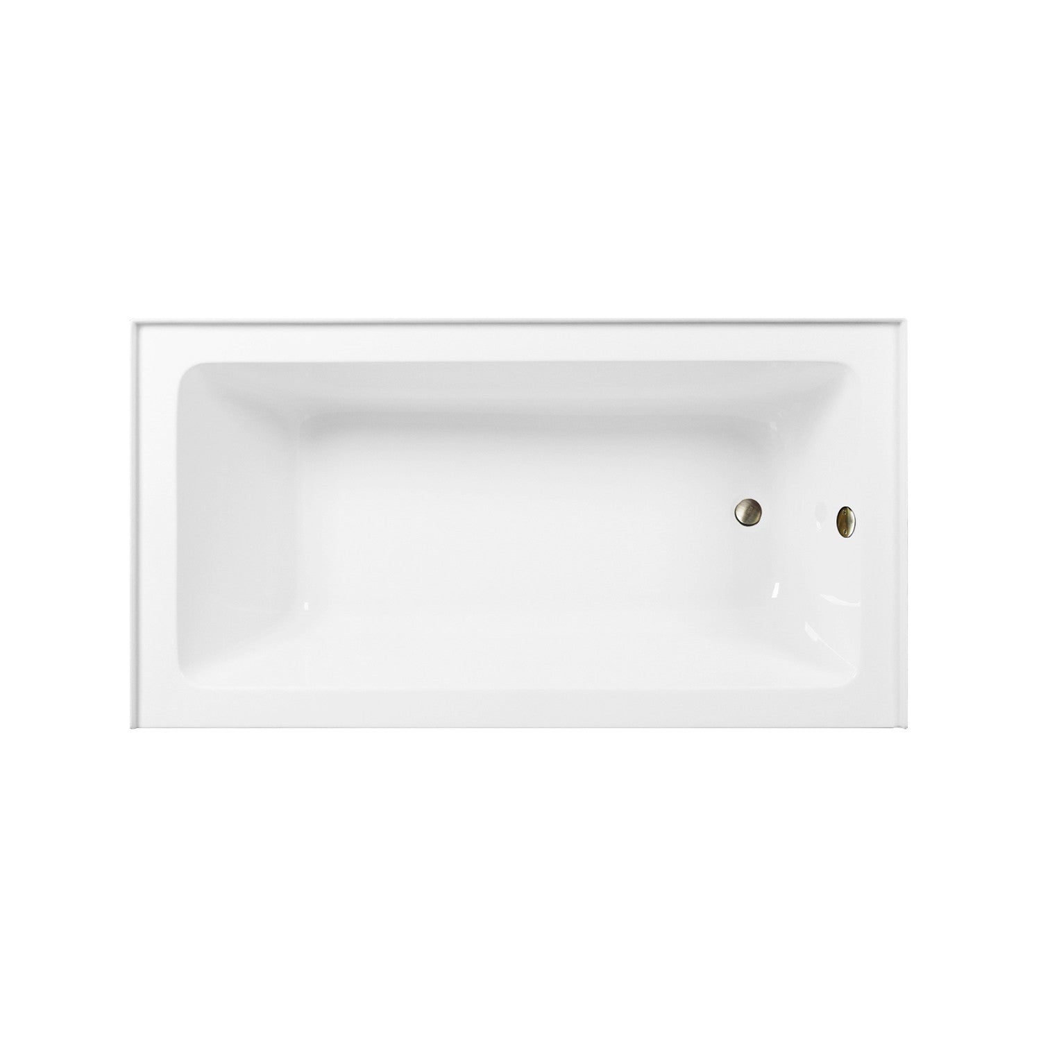 Aqua Eden 60 Inch Acrylic Rectangular 3 Wall Alcove Bathtub Combo with Waste & Overflow Drain - Glossy White/Antique Brass (Right Hand Drain) | Perfect for Modern Bathroom Renovations & Spa-Like Retreats