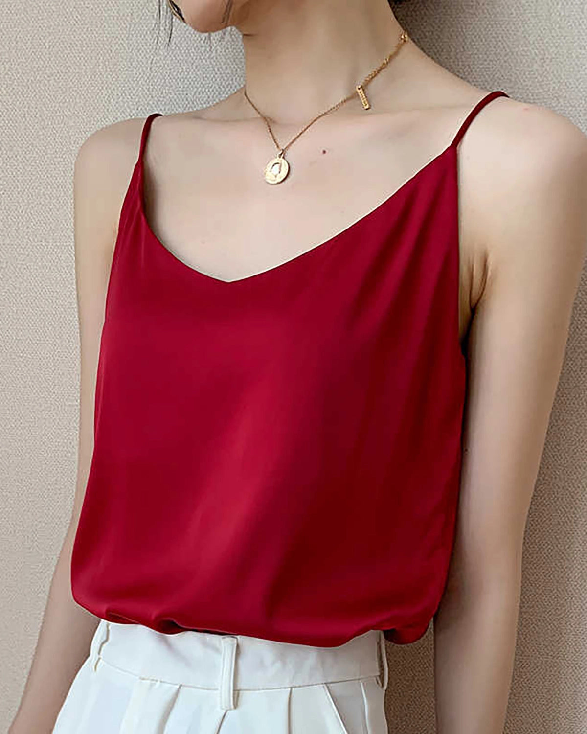 Luxury Spaghetti Strap Silk Camisole for Women - Soft Satin Nightgown & Loungewear - Perfect for Sleepwear, Date Nights & Summer Outfits