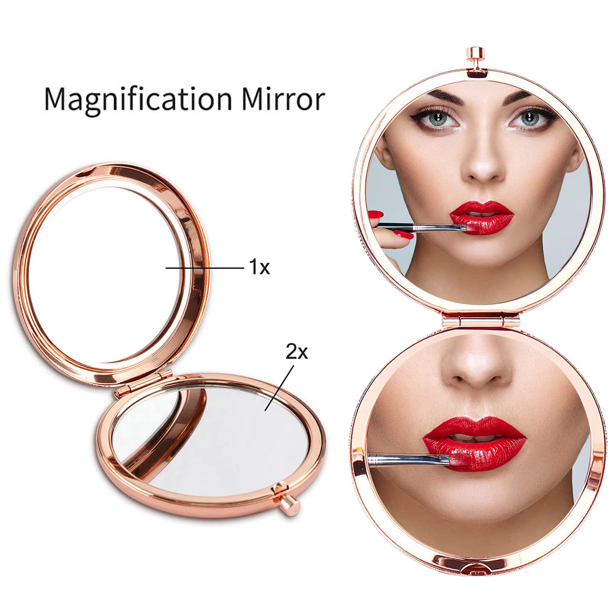 GAOLZIUY Rose Gold Compact Mirror for Women - Elegant Gift for Mom, Birthday, Mother's Day, Wedding Anniversary - Perfect for Makeup, Travel & Purse