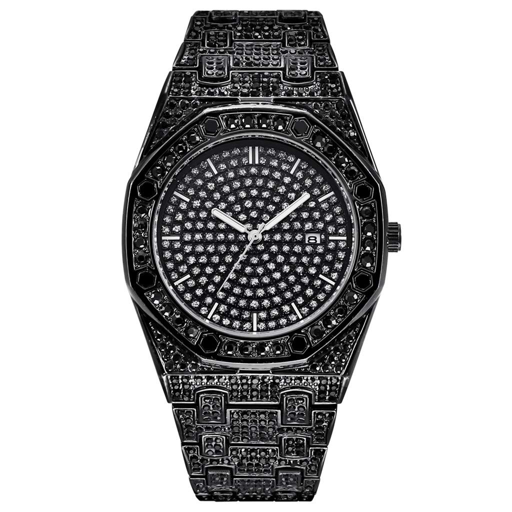 Luxury Stainless Steel Diamond Watch for Men - Full Geometry Design, Trendy Strap, Simple & Elegant Style | Perfect for Business, Formal Events & Everyday Wear