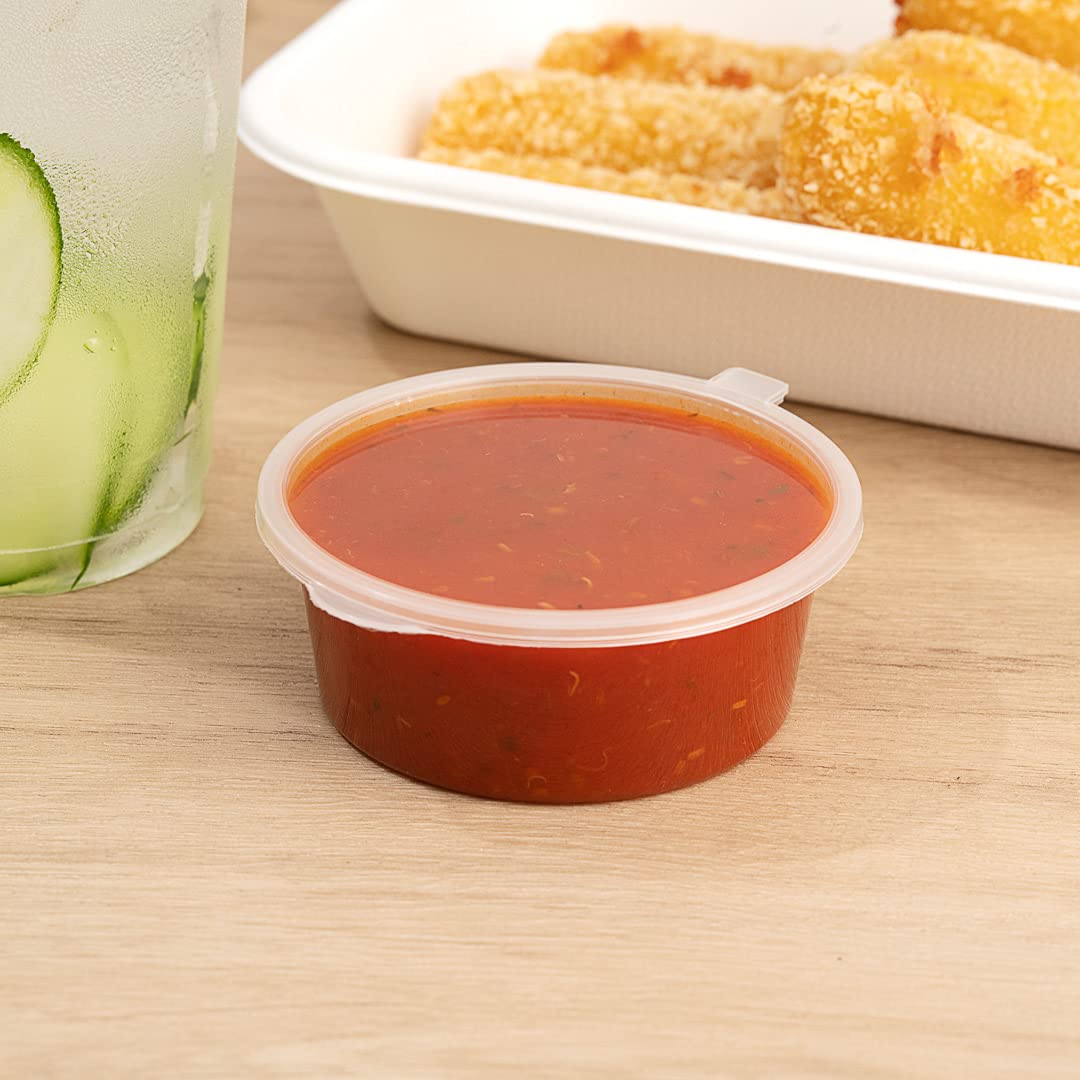 Restaurantware RW Base 4oz Jello Shot Cups - 2000 Pack Microwave-Safe Disposable Plastic Containers for Sauces, Condiments & Toppings | Crack-Resistant Clear Portion Cups for Catering, Parties & Food Sampling