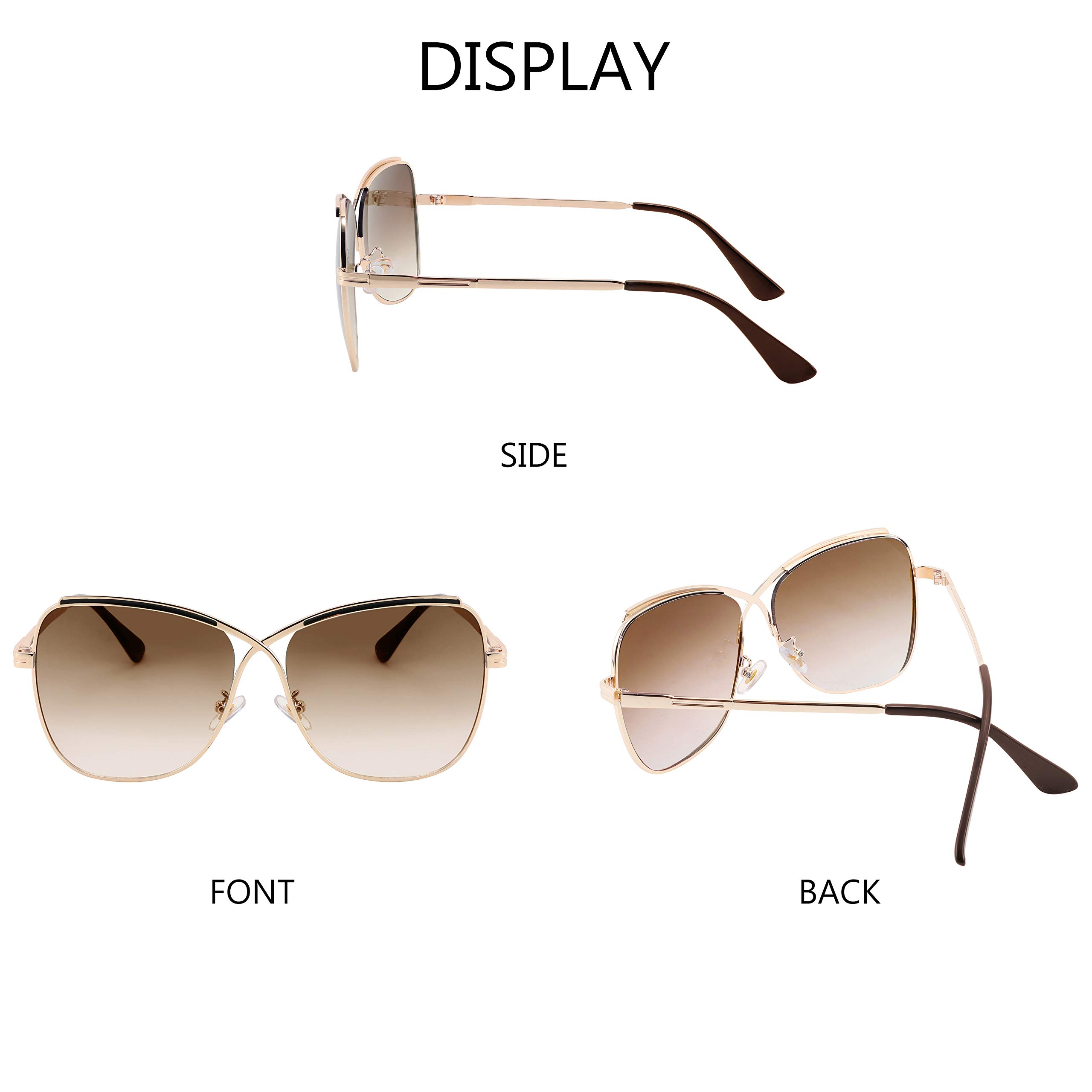 FEISEDY Oversized Classic Pilot Sunglasses UV400 Protection - Trendy X-Shape Design for Women & Men - Perfect for Outdoor Activities, Beach, Driving & Fashion Accessories