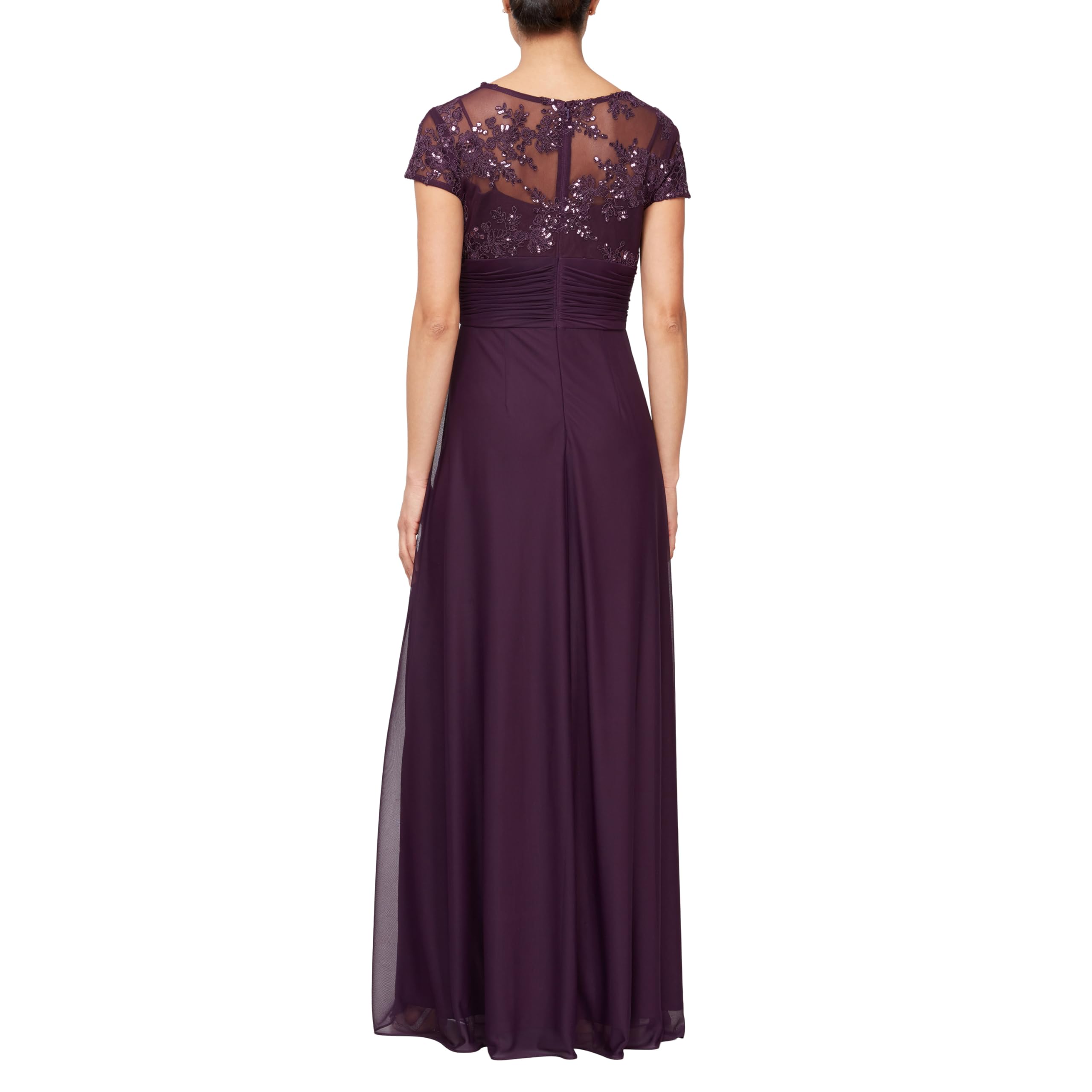 Alex Evenings Women's Stretch Sequin Empire Waist Formal Gown - Elegant Long Evening Dress for Prom, Wedding & Black Tie Events (Petite/Regular Sizes) - Perfect for Bridesmaid, Cocktail Party & Special Occasions