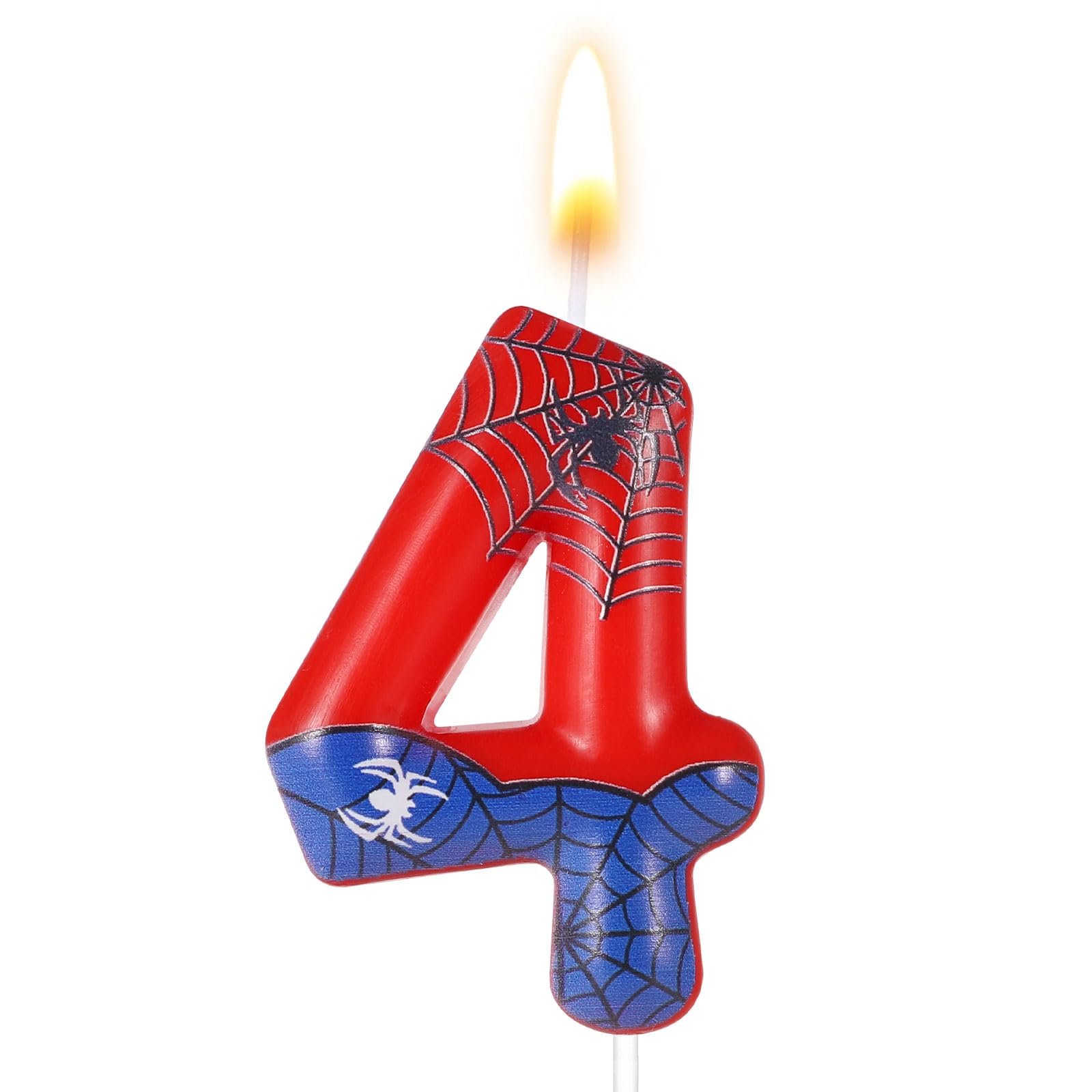Spider Themed Birthday Candles - Red & Blue Spider Web Cake Candles for Boys & Girls Birthday Party Decorations (Set of 4) | Perfect for Halloween, Superhero, or Arachnid-Themed Birthday Cakes