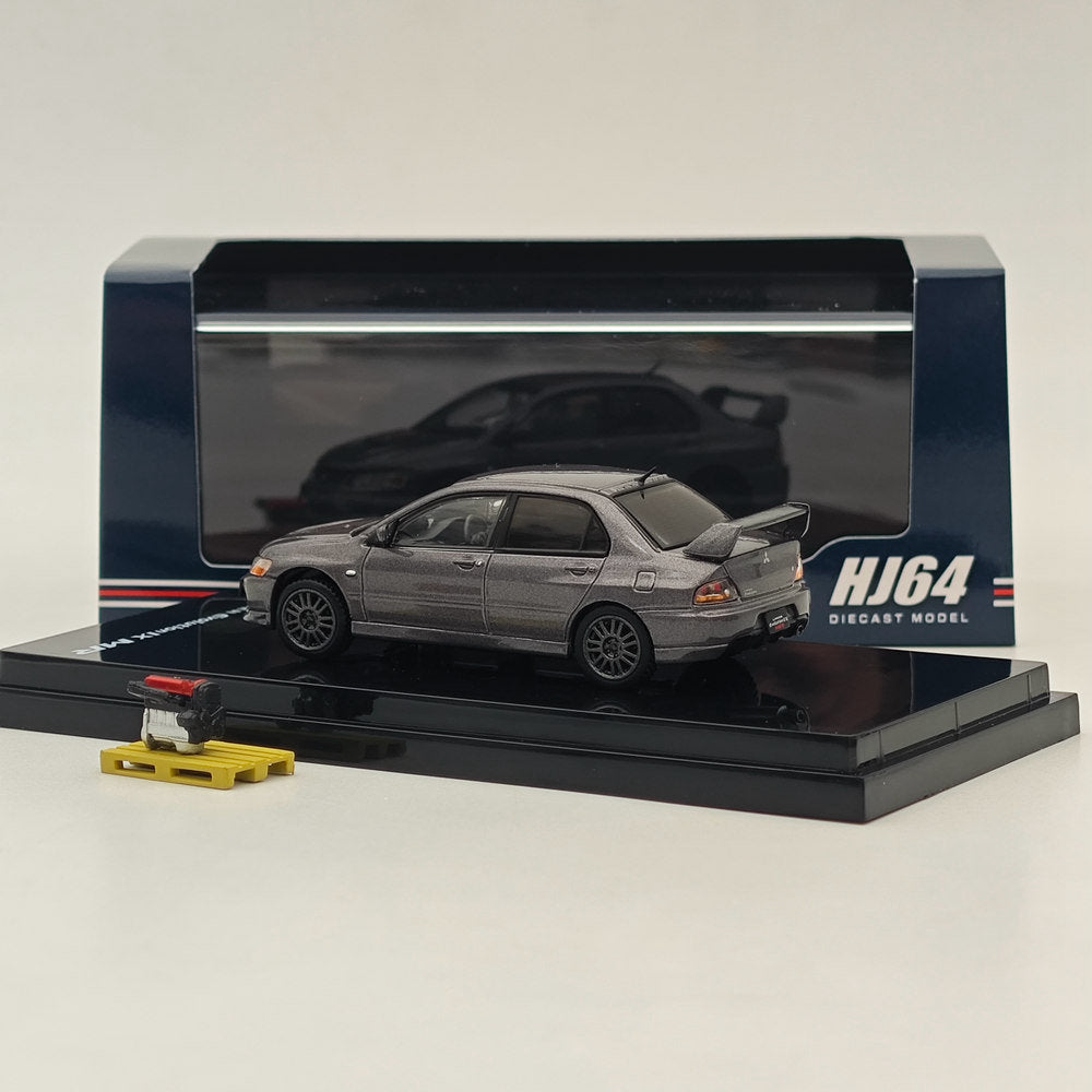 1/64 Scale Mitsubishi Lancer GSR Evolution IX MR Diecast Car Model - Gray Collectible Toy (HJ647054MP) | Perfect for Car Enthusiasts, Display Collections & Racing Game Fans