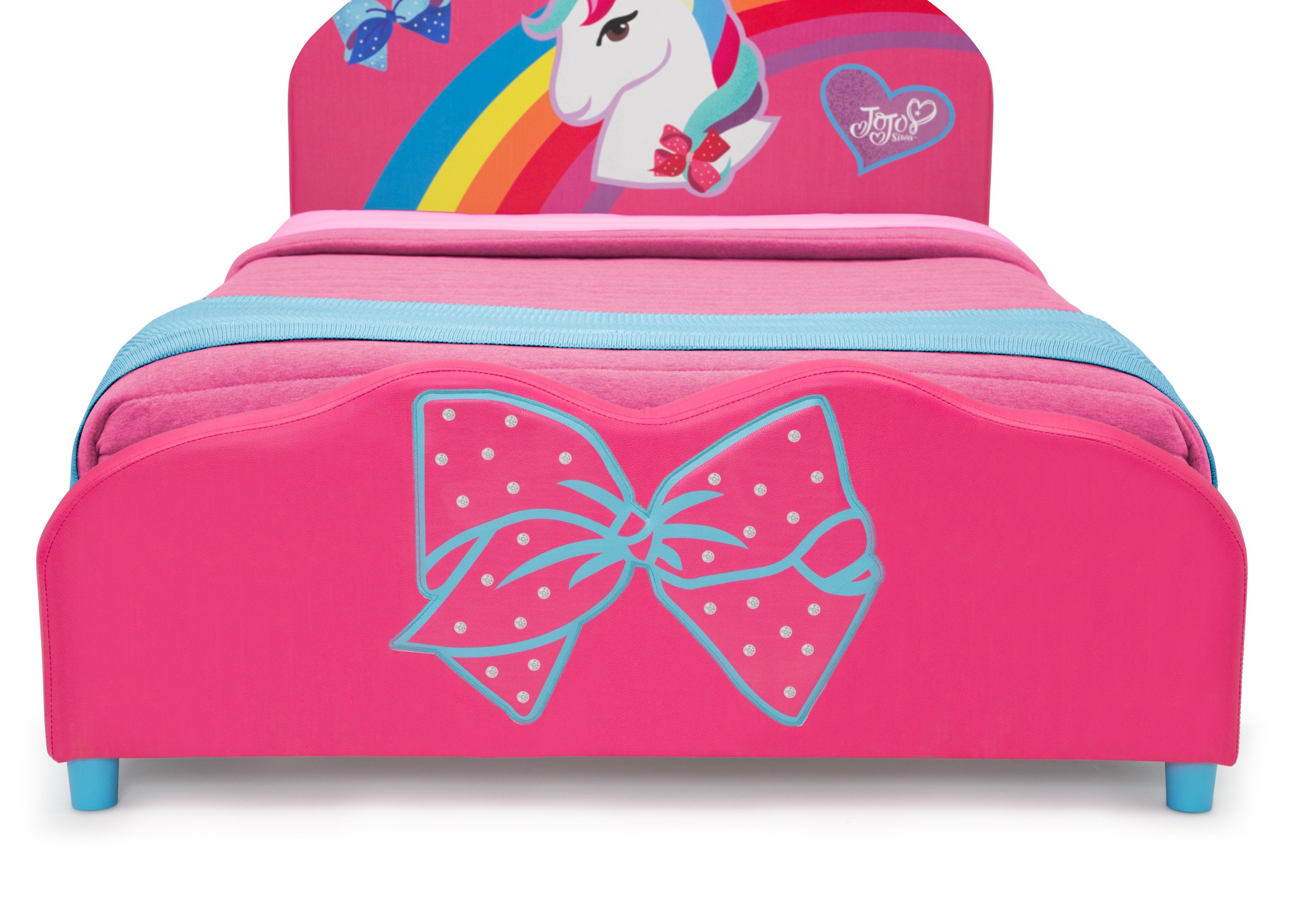 JoJo Siwa Twin Size Upholstered Bed Frame for Girls - Perfect for Kids' Bedrooms, Sleepovers & Themed Decor