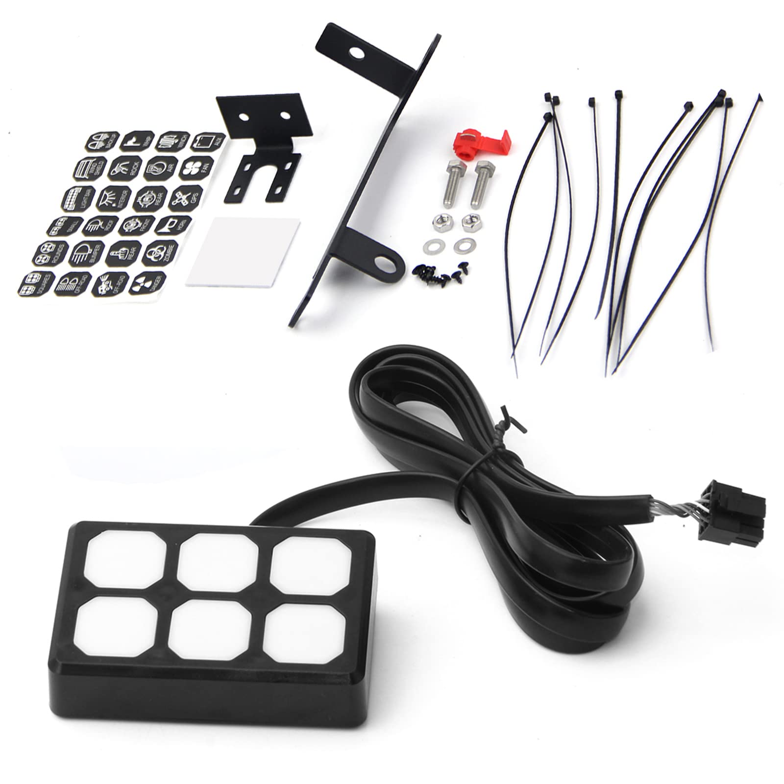 6 Gang Switch Panel - Universal Circuit Control Relay System with LED On/Off Buttons for Car, Truck, Boat, UTV & SUV | Waterproof Dash Control Panel for Off-Road, Marine & RV Use