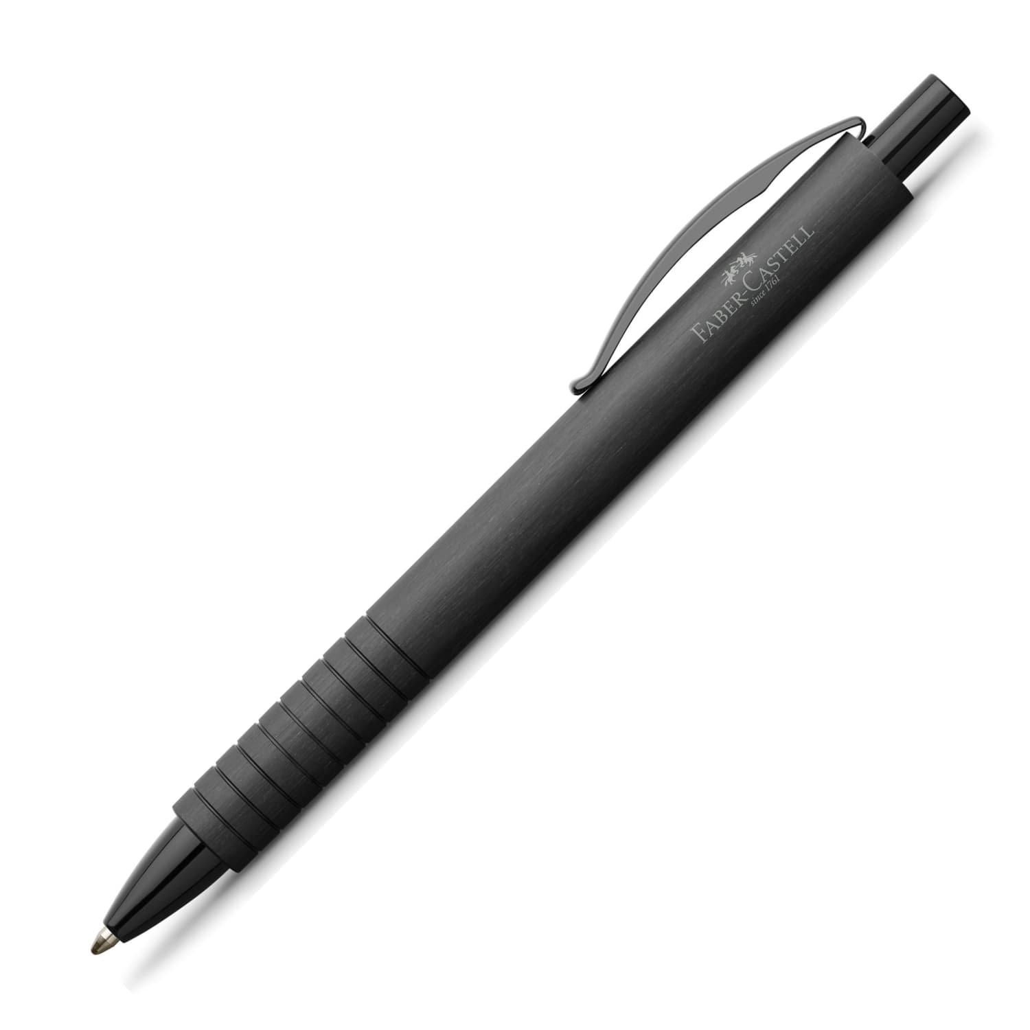 Faber-Castell Essentio Aluminum Black Ballpoint Pen - Premium Writing for Office, School & Everyday Use