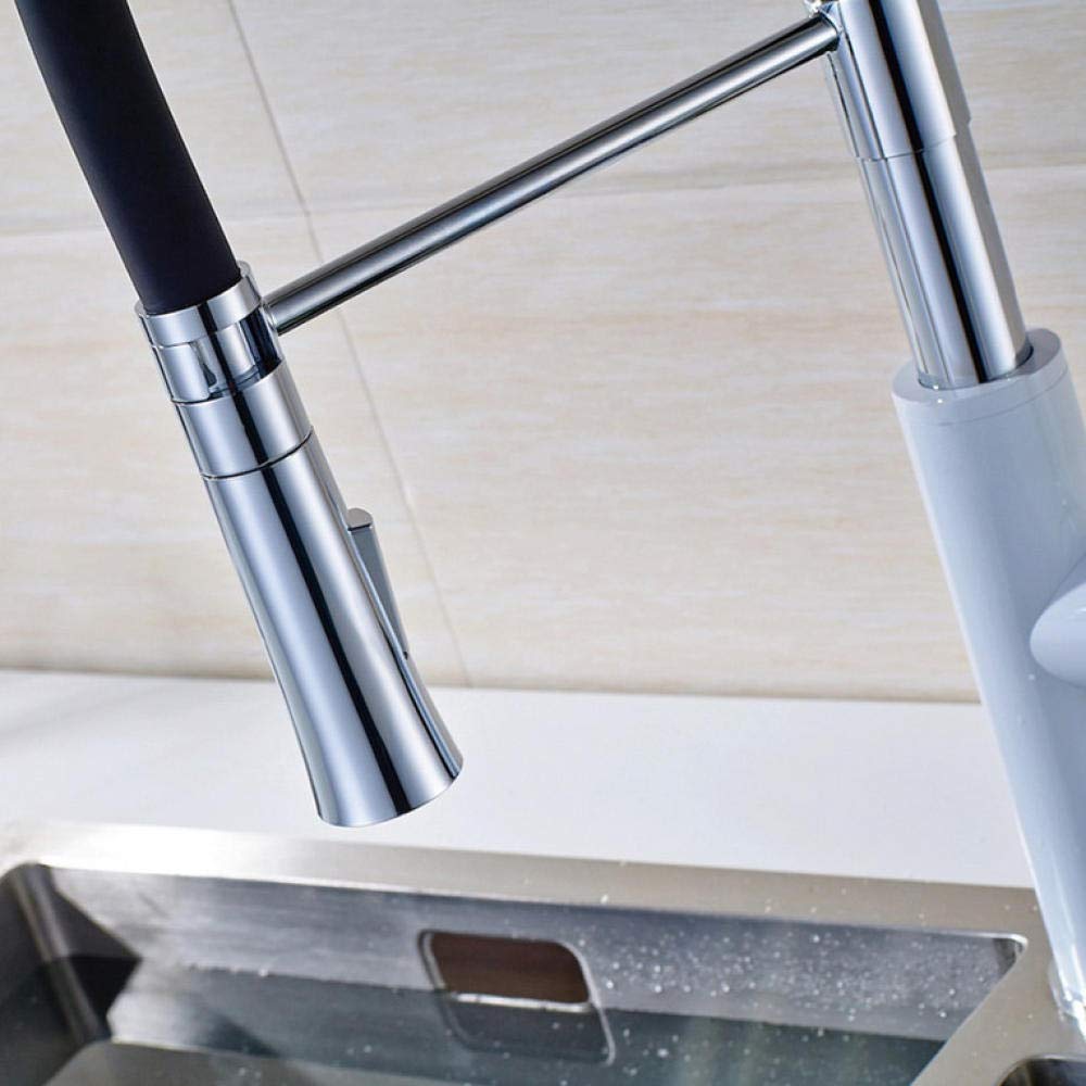Stainless Steel Pull Out Kitchen Faucet with 360° Swivel Spout & 2-Function Sprayer - White & Chrome Finish - Perfect for Washing Dishes, Filling Pots & Cleaning Sinks