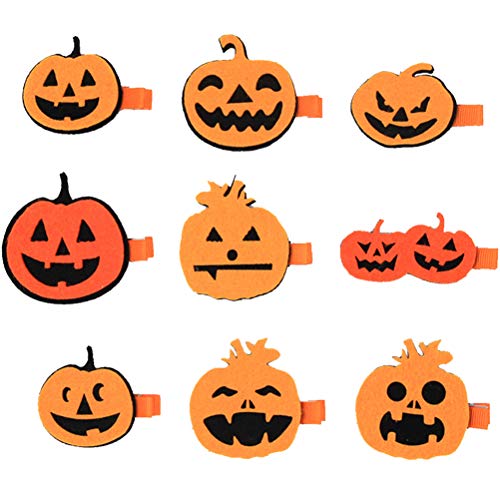 Lurrose 9PCS Cartoon Halloween Hair Clips for Kids - Pumpkin Shaped Hair Accessories, Halloween Barrettes & Headdress for Girls (Perfect for Trick-or-Treating, Costume Parties & Halloween Festivals)