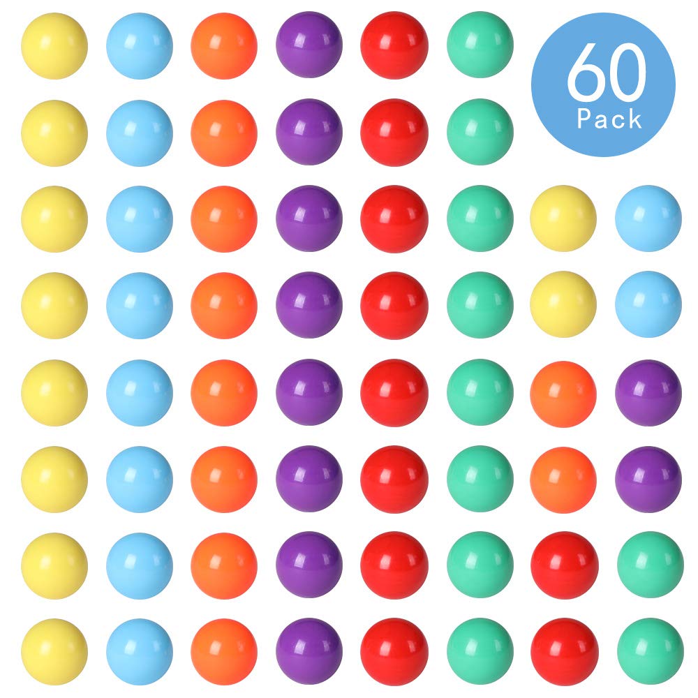 60 Pcs 16mm Replacement Marble Balls for Chinese Checkers & Marble Run Games - 6 Vibrant Colors - Perfect for Board Games, Kids STEM Toys & Family Game Night Activities